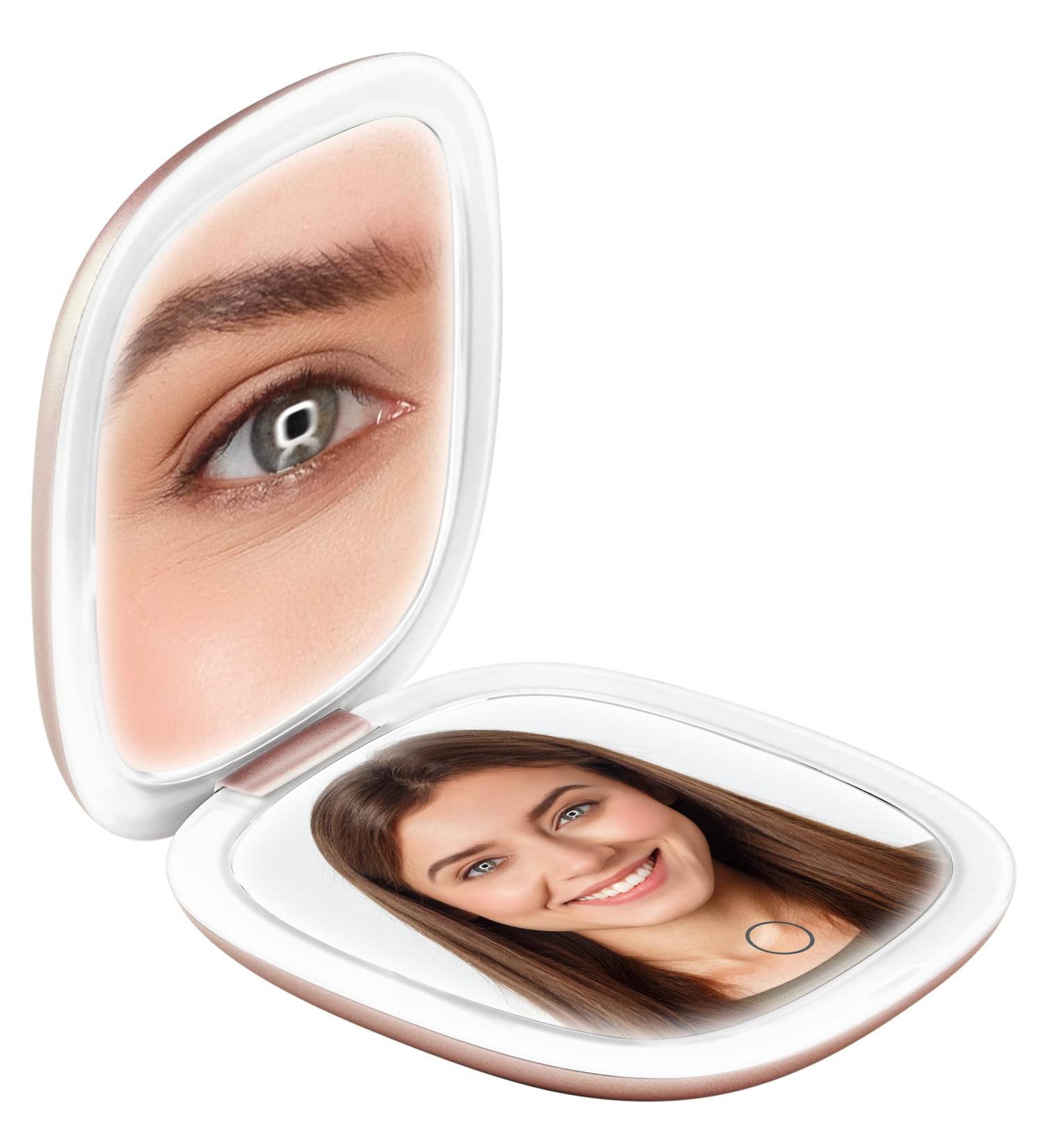 Attrattiva Portable LED Makeup Mirror - 1x Lighted Mirror and 10x Magnifying Hand Mirror for On-the-Go Beauty Fixes - Buy Online on GoSupps.com