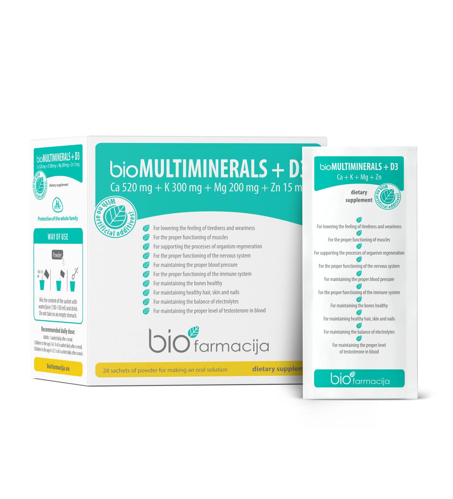 Bio Multiminerals with Calcium, Potassium, Magnesium, Zinc and Vitamin D3 - 520mg Ca, 300mg K, 200mg Mg, 15mg Zn - Buy Online on GoSupps.com