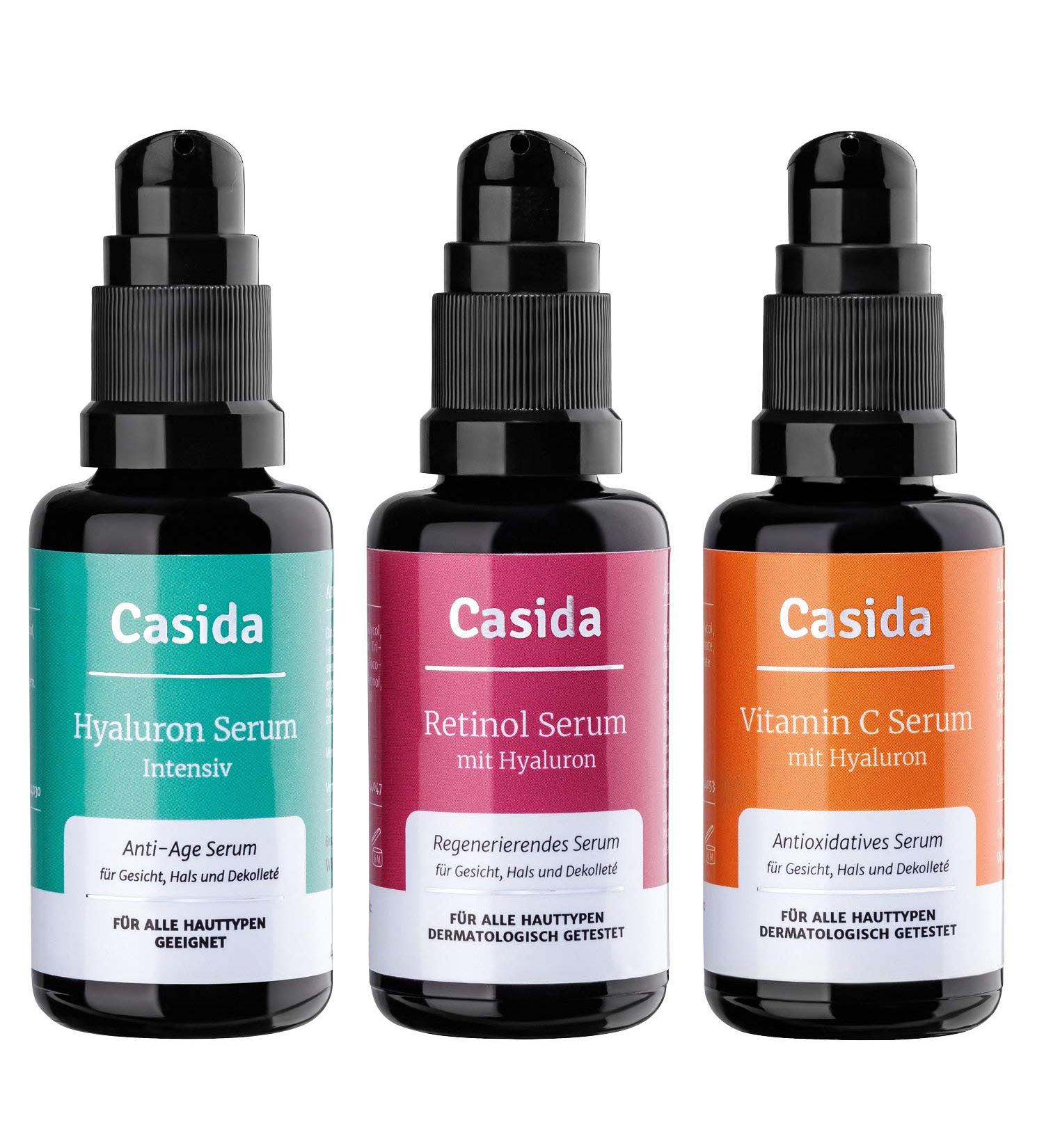  Casida Casida Anti Aging Serum Set Vitamin C Serum Retinol Serum Intensive Hyaluronic Acid Serum Face Care Against Wrinkles Pharmacy Quality 3 x 30ml - Buy Online on GoSupps.com