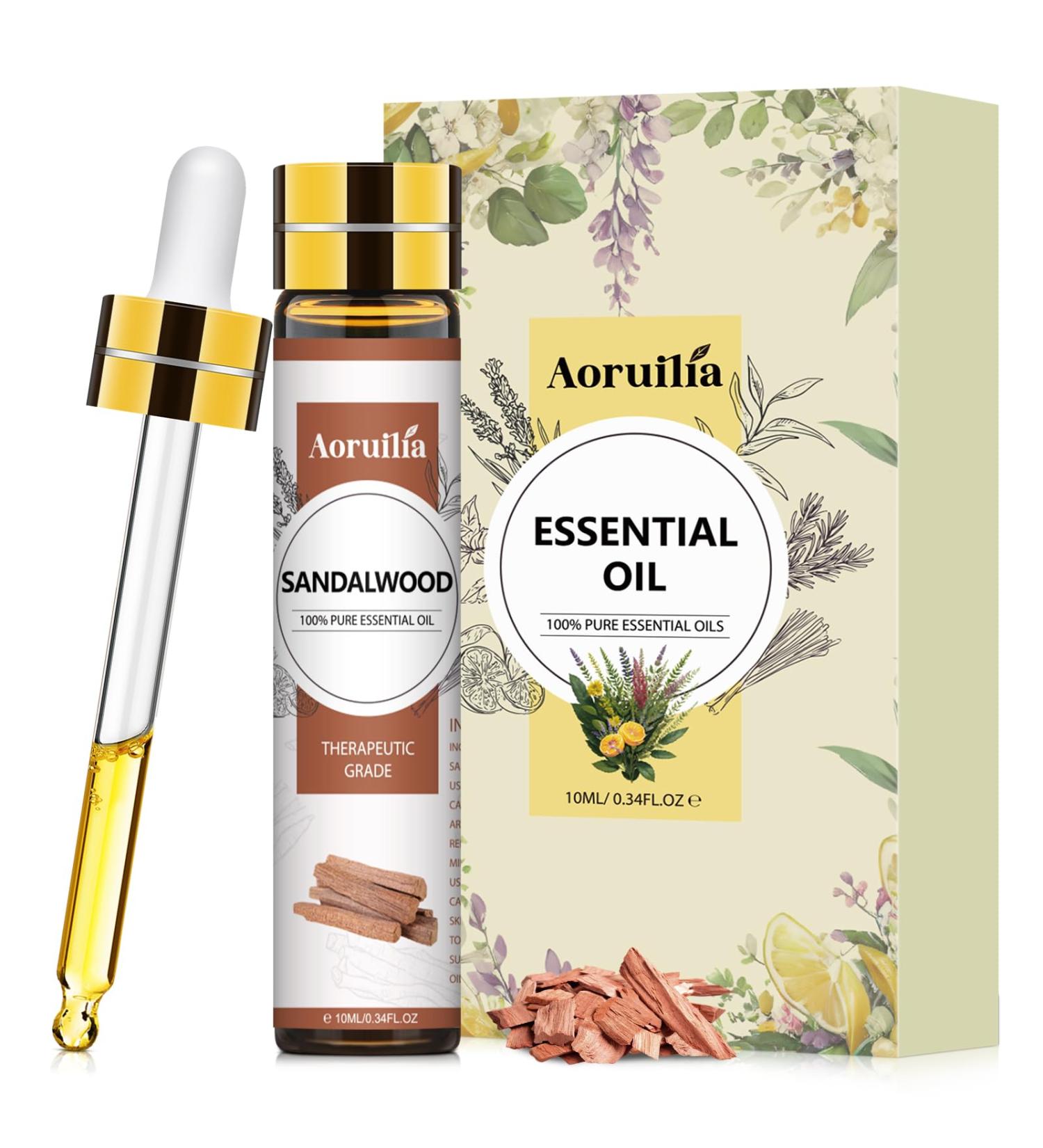 Aoruilia 10ml Sandalwood Essential Oil - 100% Pure Natural Therapeutic Grade Sandalwood Oils Aromatherapy Essential Oil for Diffuser Home Fragrance Relax Sleep Candle & Perfume Making Sandalwood 10 ml (Pack of 1) - Buy Online on GoSupps.com