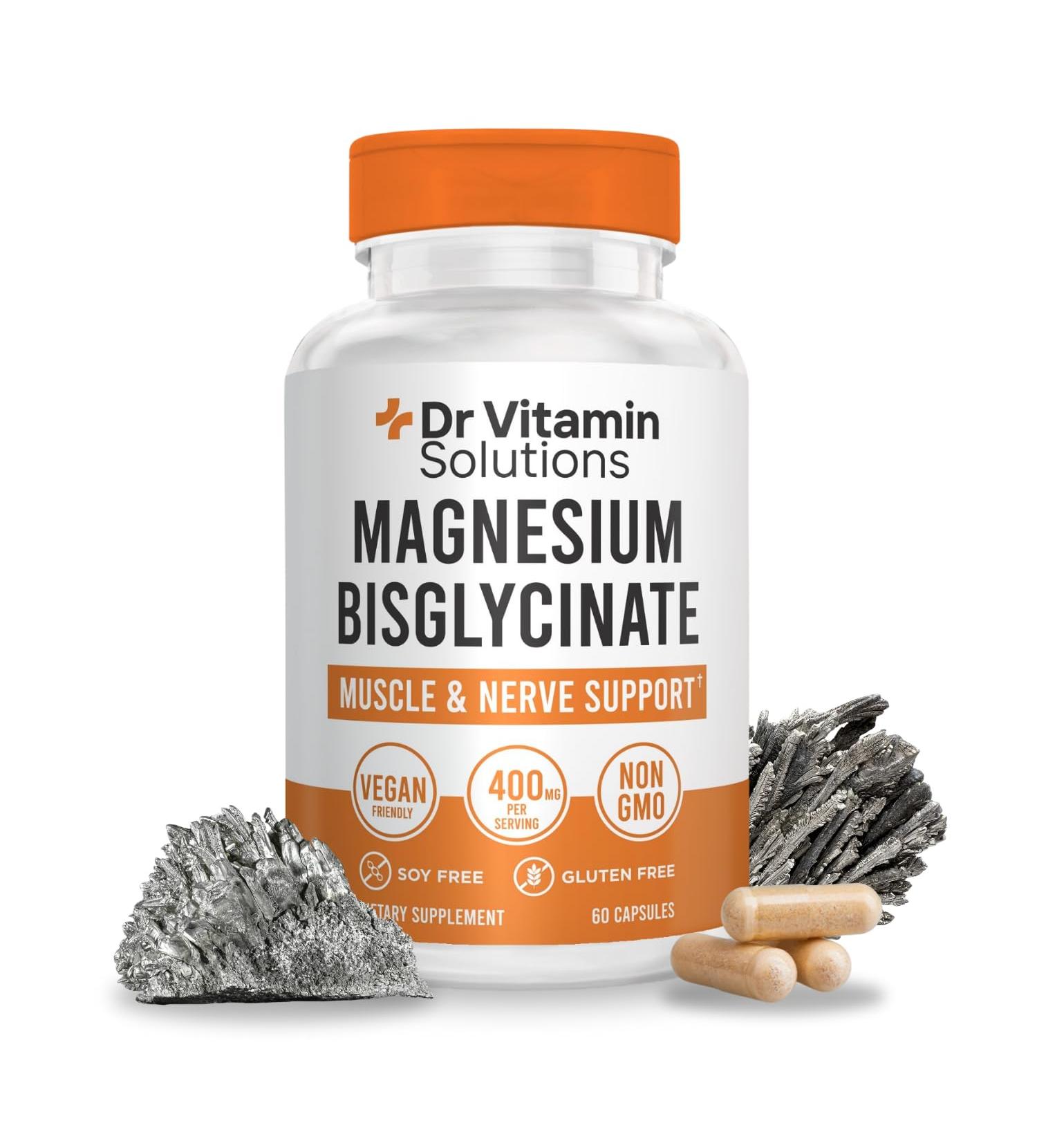 Magnesium Glycinate 400mg (Buffered Magnesium Bisglycinate Chelate) | Albion Chelated Magnesium for Muscle & Nerve Support + Calm | High Absorption Gentle on Stomach | 60 Vegan Capsules - Buy Online on GoSupps.com