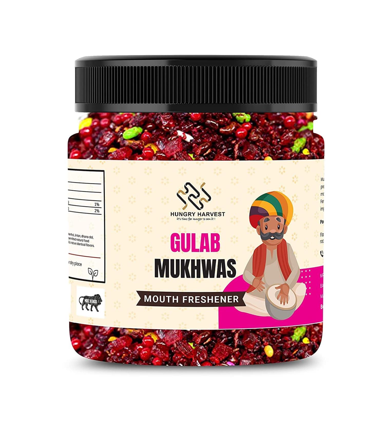 Hungry Harvest Gulab Mukhwas - 300g Mouth Freshener with Rose & Healthy Seeds | International Shipping Available - Buy Online on GoSupps.com