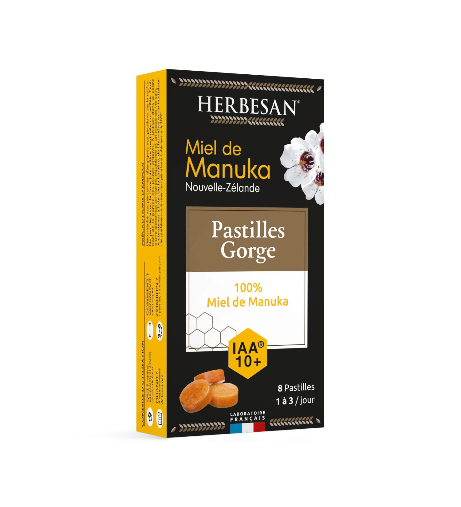 HERBESAN -ACTIVE MANUKA HONEY LOZENGES-IAA10+(MGO263+)-Guaranteed New Zealand Origin- Throat Comfort- Box of 8 - Buy Online on GoSupps.com
