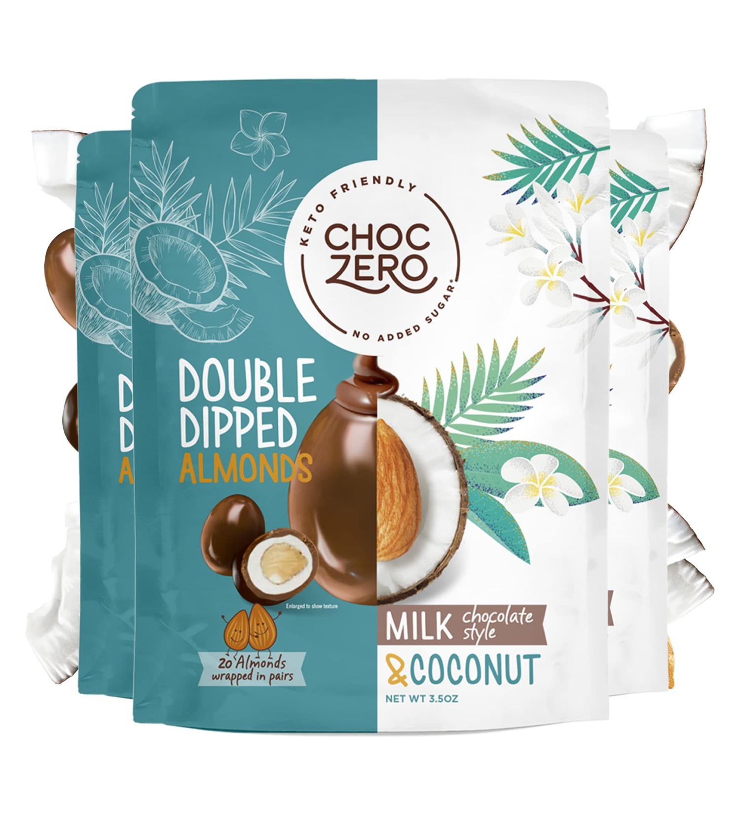 ChocZero Keto Milk Chocolate Coconut Almonds - Sugar Free Low Carb Snack (3.5oz x 3) - Buy Online on GoSupps.com
