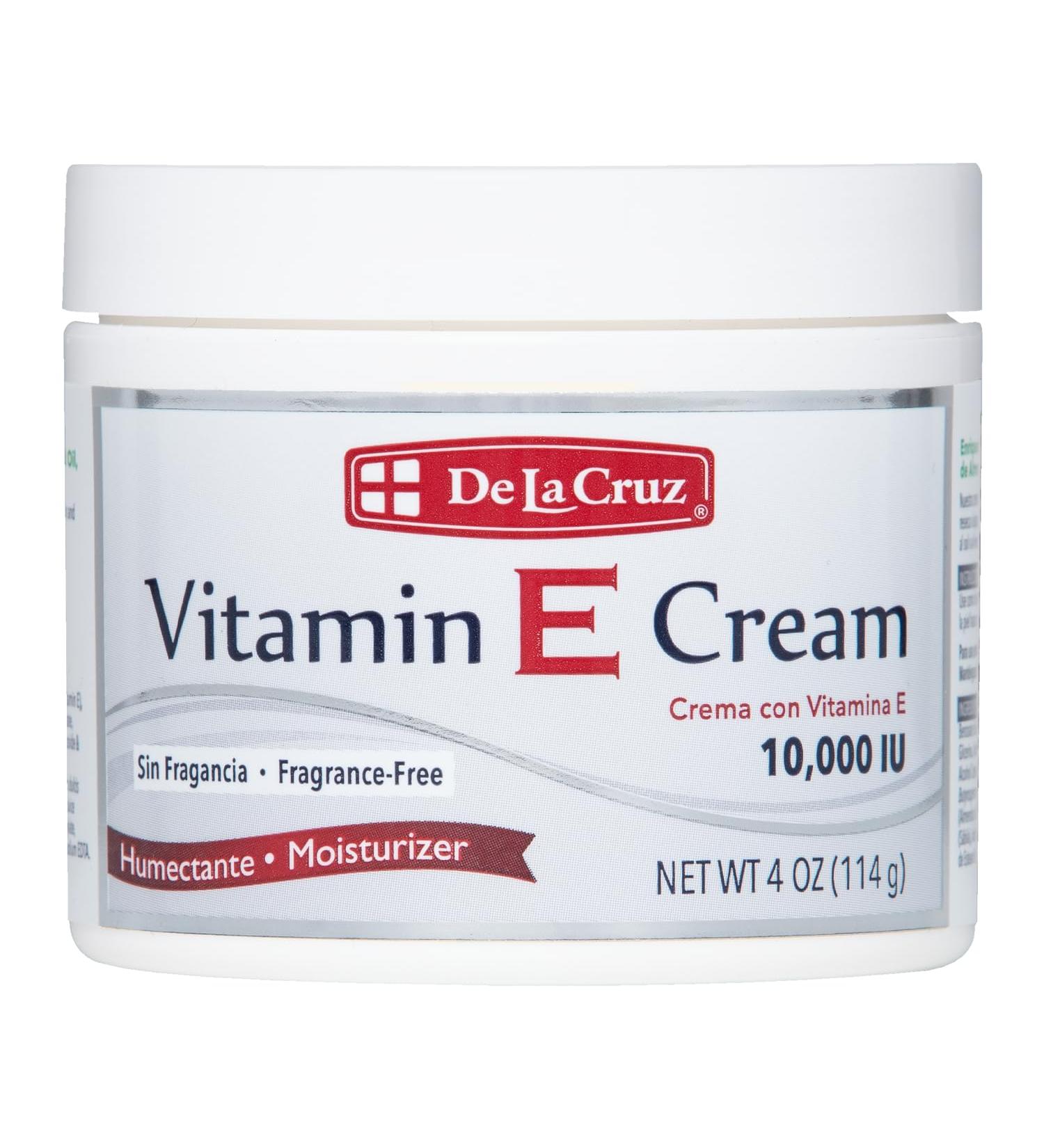 De La Cruz Vitamin E Cream FRAGRANCE FREE Moisturizer for Face and Neck - Moisturizing Skin Care for All Skin Types - Made in USA 4 oz. - Buy Online on GoSupps.com