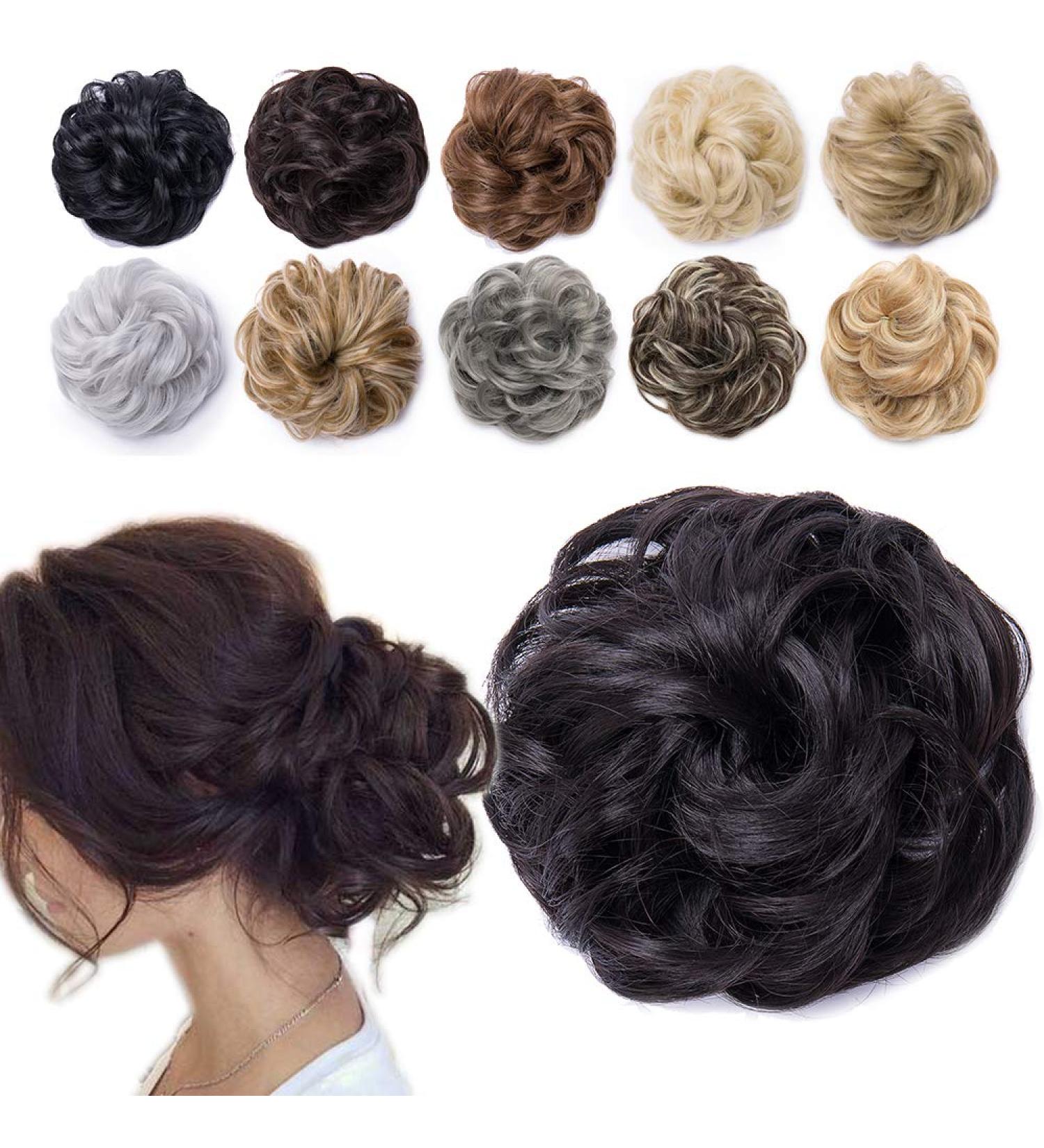 Shop Tess Dark Brown Hair Part Dutt Tie | Thick Wavy Knot Updos | Affordable 40g Hair Extensions for Women - Buy Online on GoSupps.com