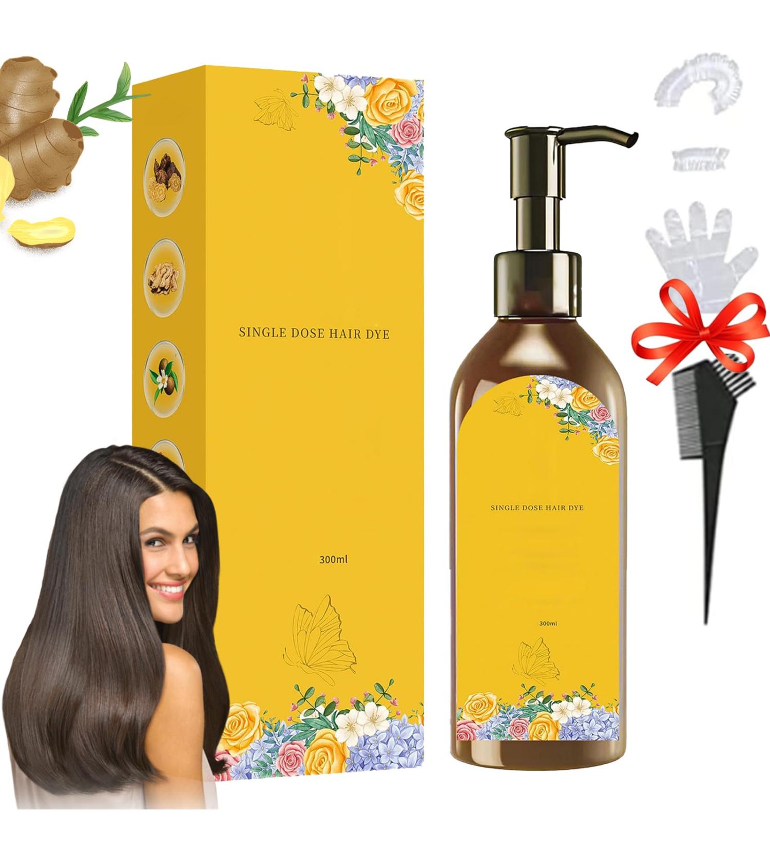 Nourishing Plant-Based Hair Color - Long-Lasting Single Agent Floral Dye for Gray Hair Coverage (Natural Black) - Buy Online on GoSupps.com