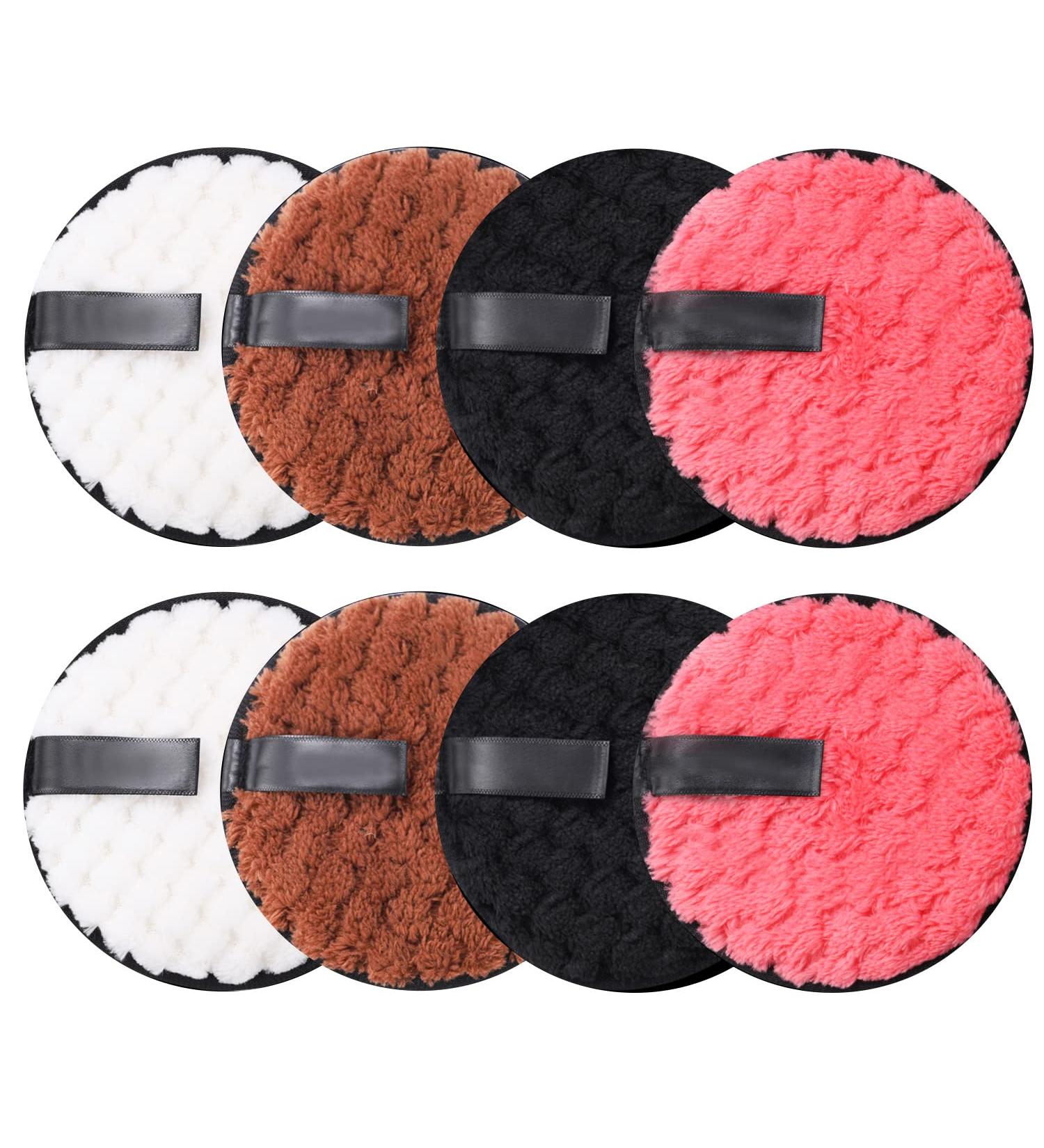 8 Washable Slaughtering Pads - Reusable Microfiber Makeup Remover Sponges for Facial Cleaning - 11.5 cm 4 Colors (Black Brown Pink White) - Buy Online on GoSupps.com