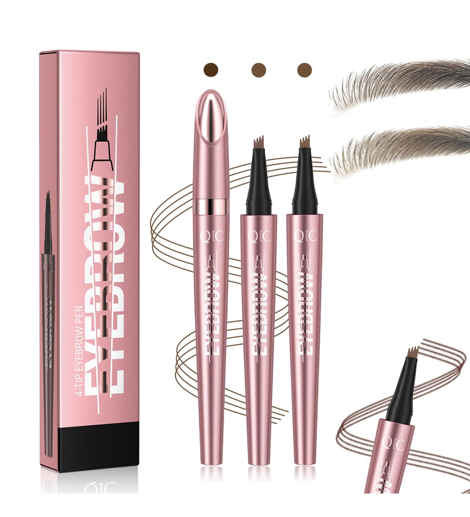  LURNODY Microblading 3D Eyebrow Pencil Set Waterproof Eyebrow Pencil Set with 4 Fork Tips for Women Eyebrow Creating Natural Eyebrows Light Brown + Dark Brown - Buy Online on GoSupps.com
