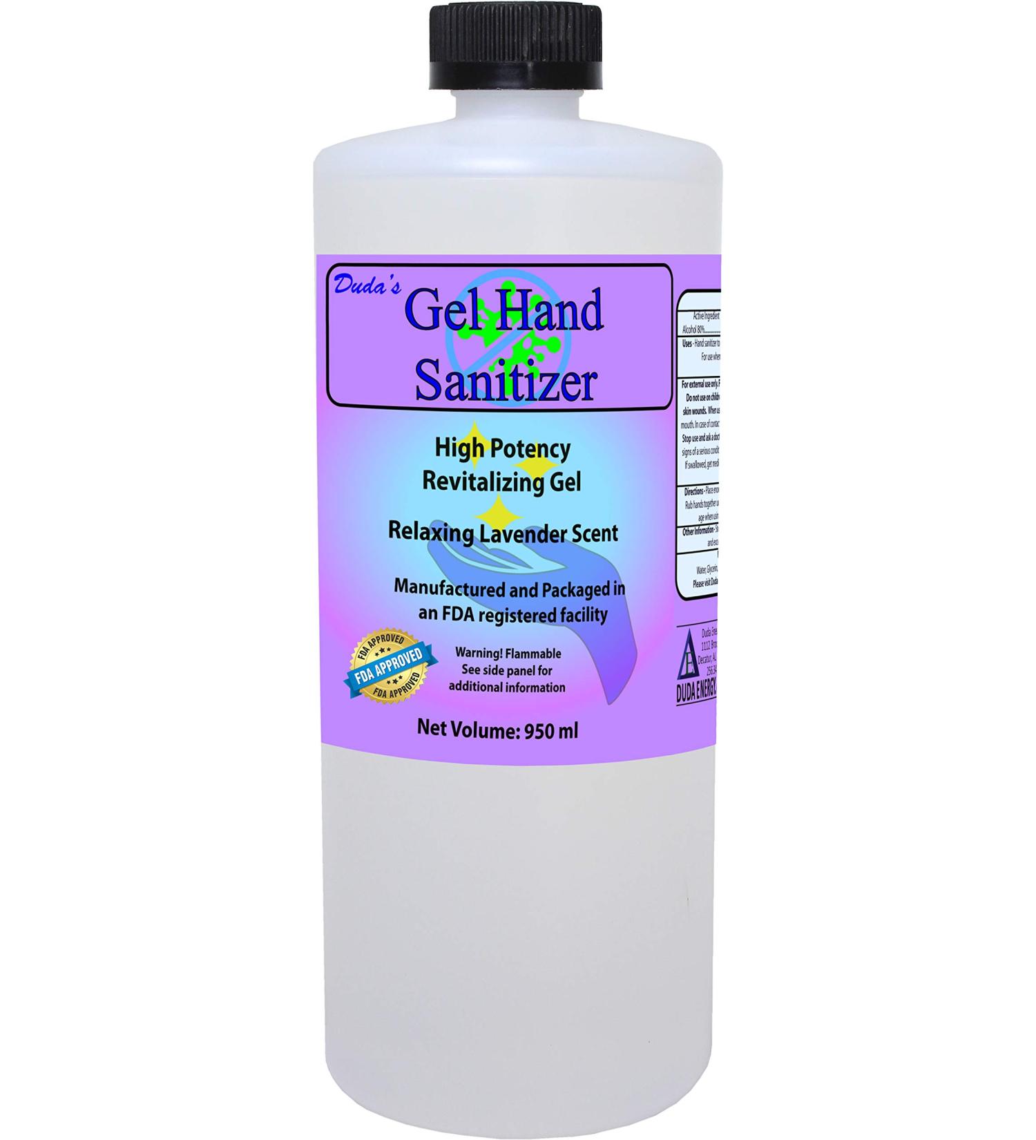 Duda Energy Gel Hand Sanitizer with Refreshing Scent Lavender 32.1 Fl Oz 32.1 Fl Oz (Pack of 1)
