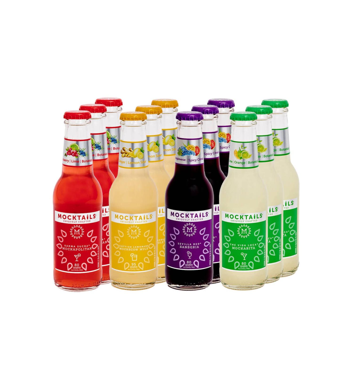 Mocktails Variety Pack - Official Drink of Sober October | Non-Alcoholic, Low Calorie, Vegan Alternatives | 6.8 fl oz (Pack of 12) - Buy Online on GoSupps.com