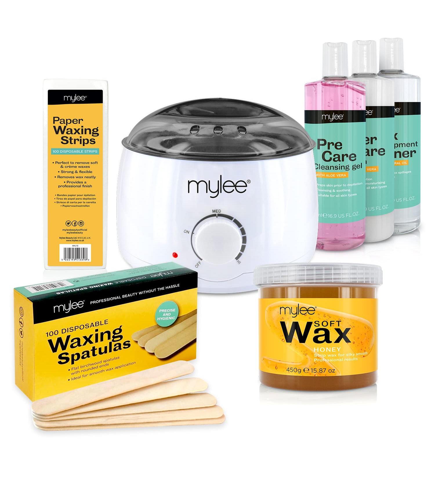 Mylee Salon Quality Soft Honey Waxing Kit with Heater, Strips, Spatulas, Lotion & Cleaner - Buy Online on GoSupps.com