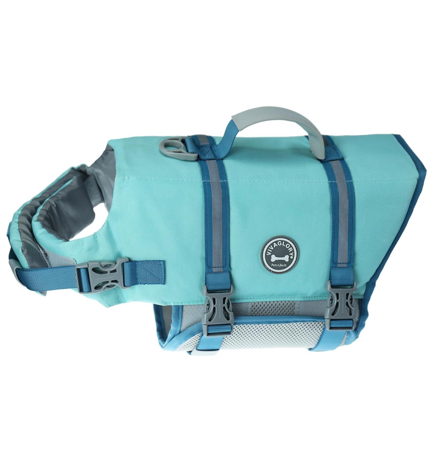 Vivaglory Ripstop Dog Rescue Vest - Improved Buoyancy & Visibility for Small/Medium Dogs Perfect for Boating - Cyan XXS (28-35cm Chest) - Buy Online on GoSupps.com