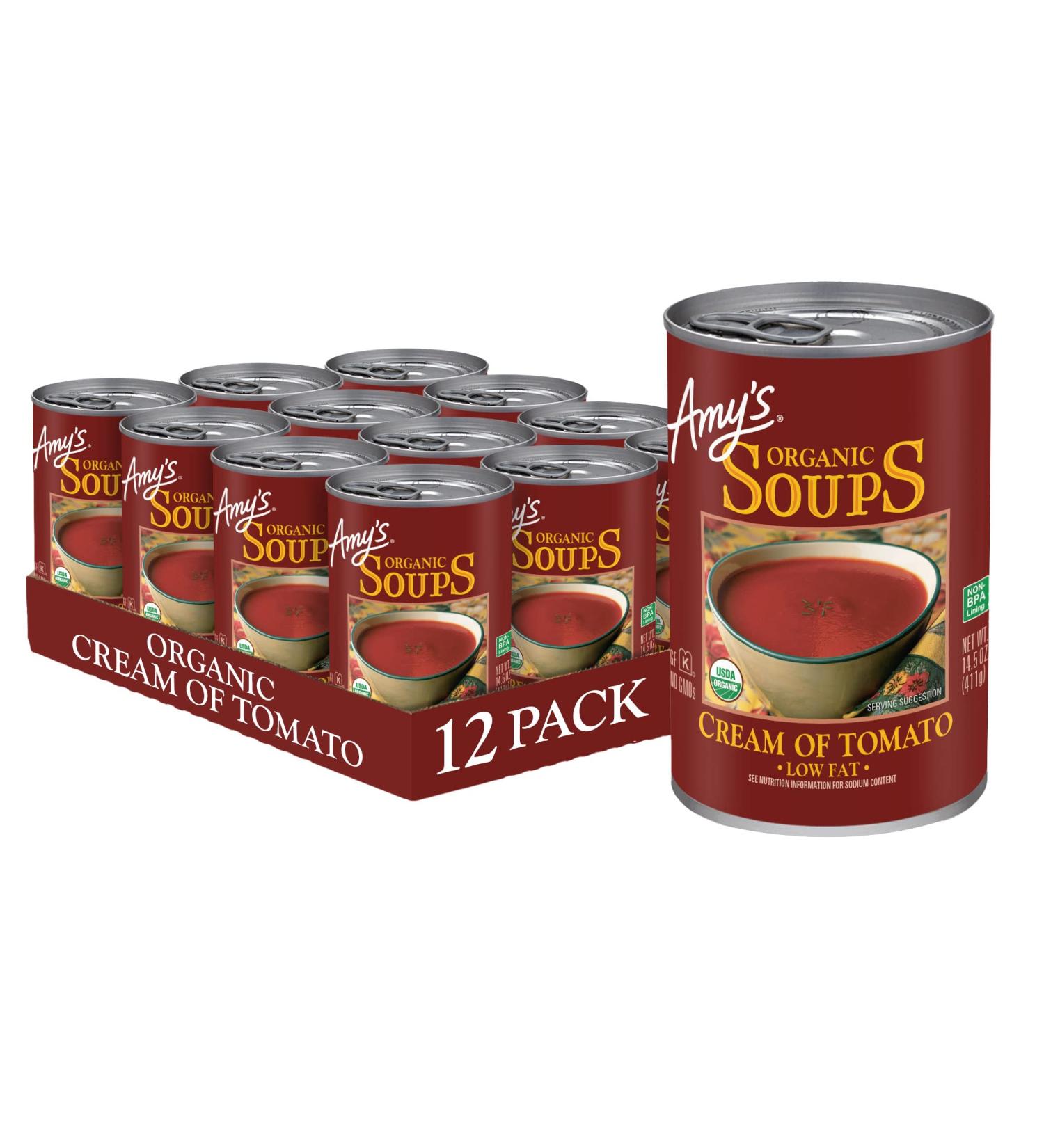 Amy's Organic Gluten Free Low Fat Cream of Tomato Soup 14.5 oz (Pack of 12) - Buy Online on GoSupps.com