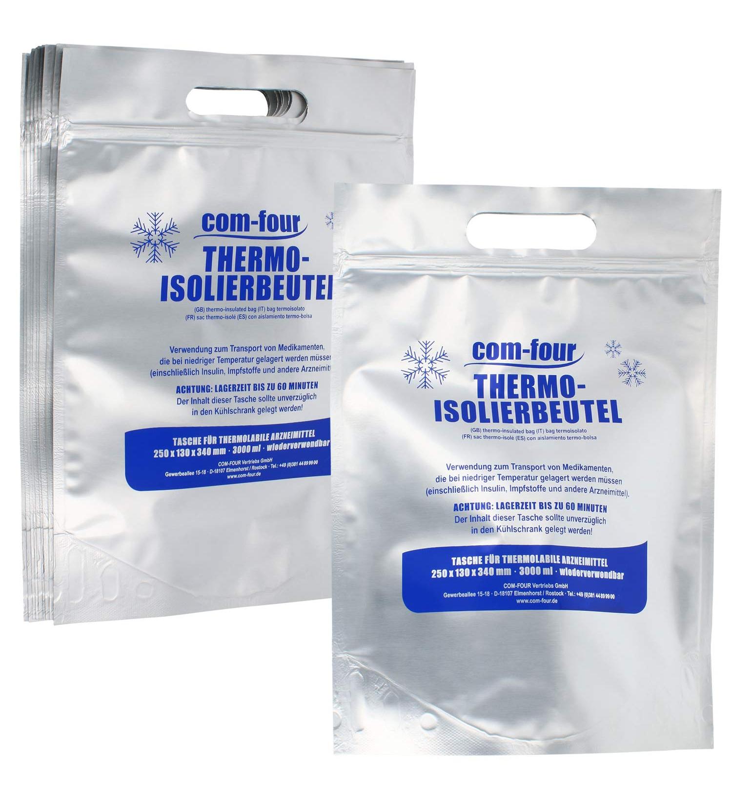Com-Four 10x Travel Medication Bag - Insulin Cooler & Thermo-Isolating Bag for Heat Cold & Light Protection - Pack of 10 - Buy Online on GoSupps.com