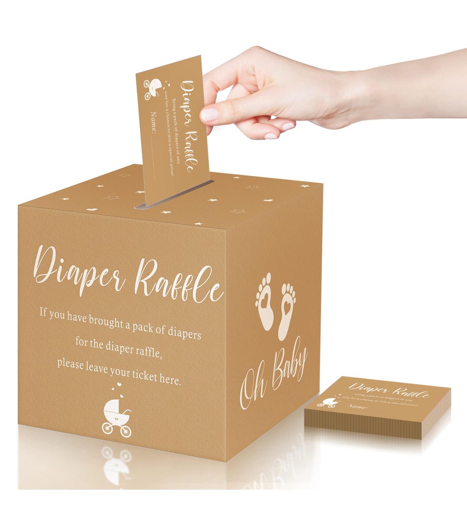 Funrous 50 Pcs Diaper Raffle Tickets with Box for Baby Shower Game - Gender Reveal Party Decor & Invite - Brown Diaper Raffle Card Set - Buy Online on GoSupps.com