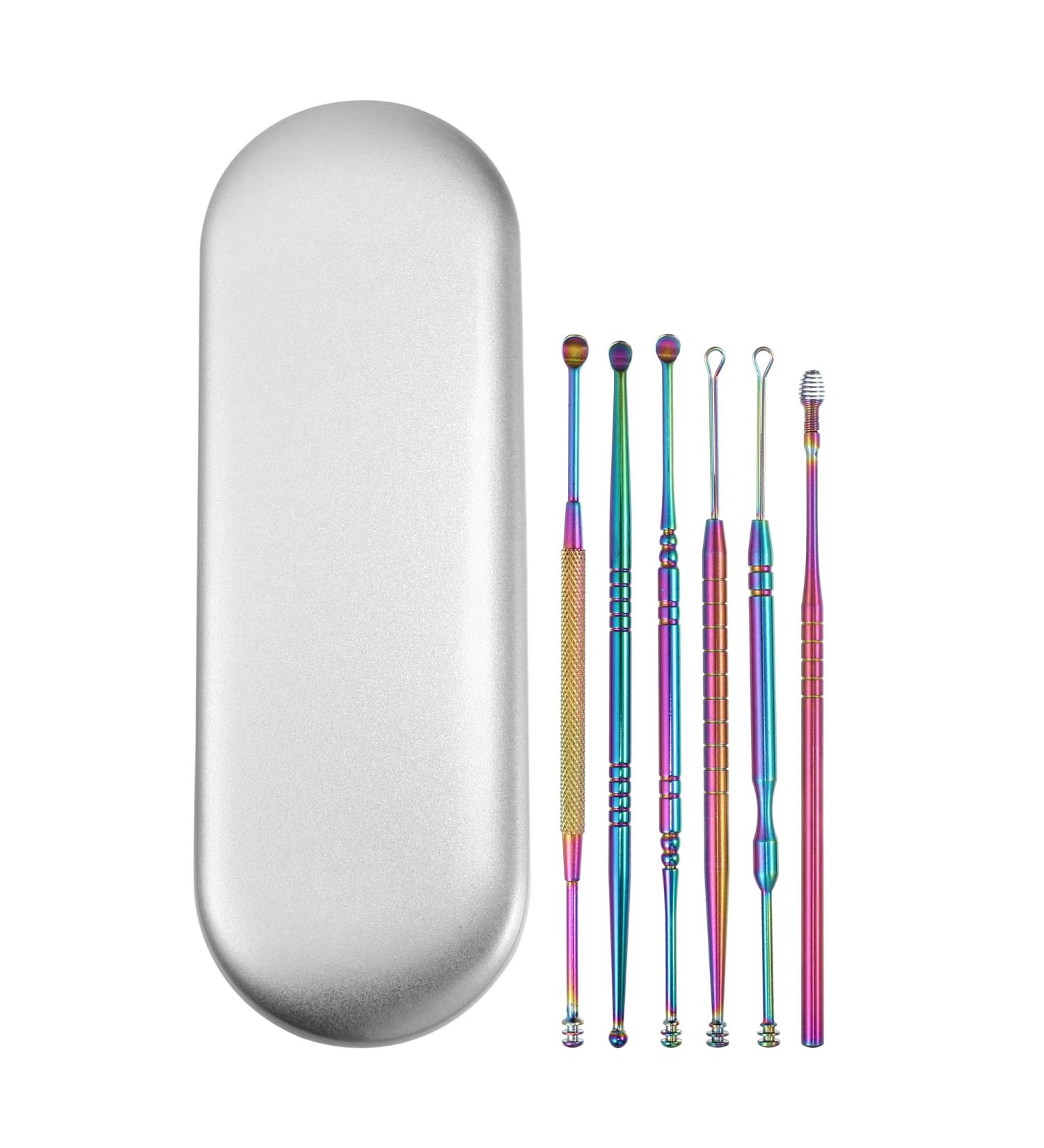 VOCOSTE 6-Piece Stainless Steel Ear Cleansing Tool Set with Storage Case - Ear Care Kit in Multicolor - Buy Online on GoSupps.com