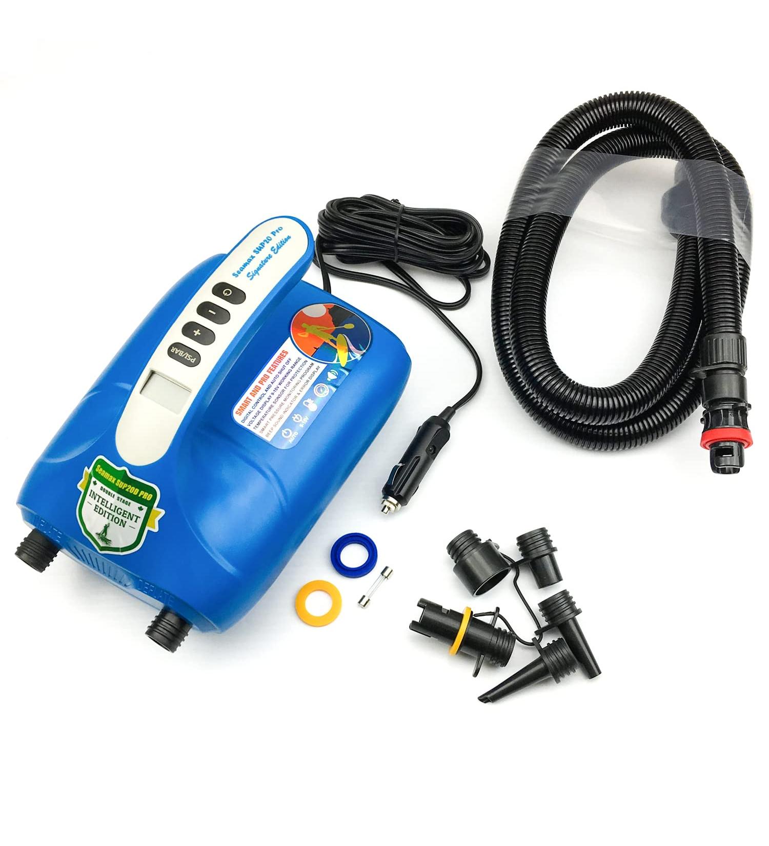Seamax SUP Electric Air Pump for Inflatable Paddle Board | Max 20 PSI | Pro Edition with Temperature Sensor & Voltage Meter - Buy Online on GoSupps.com