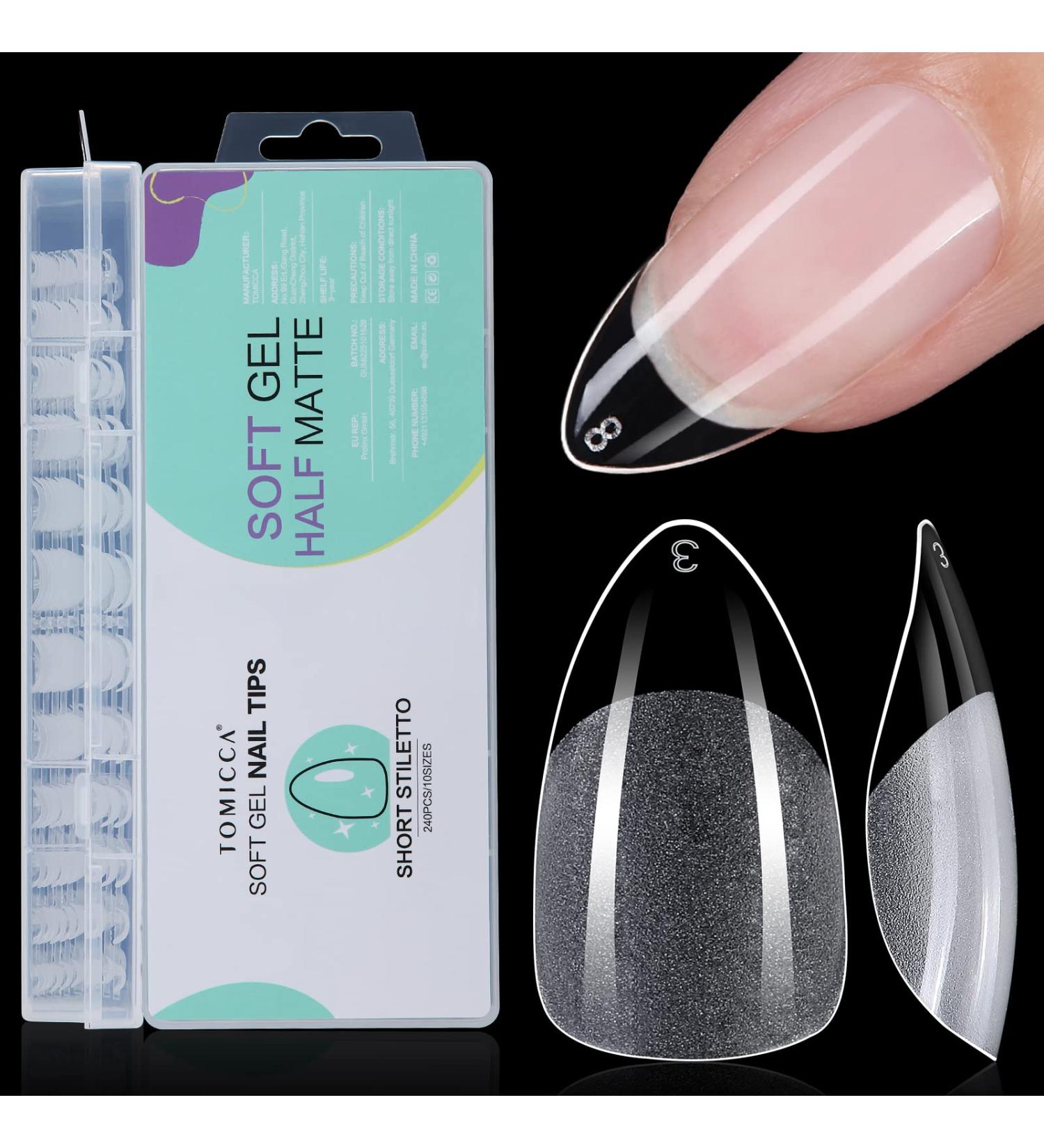 Tomicca Almond Short Nail Tips - 240 Pieces Gel & Acrylic Nails Pre-Shaped Half Matte 10 Sizes - Perfect for Flawless Nail Art - Buy Online on GoSupps.com