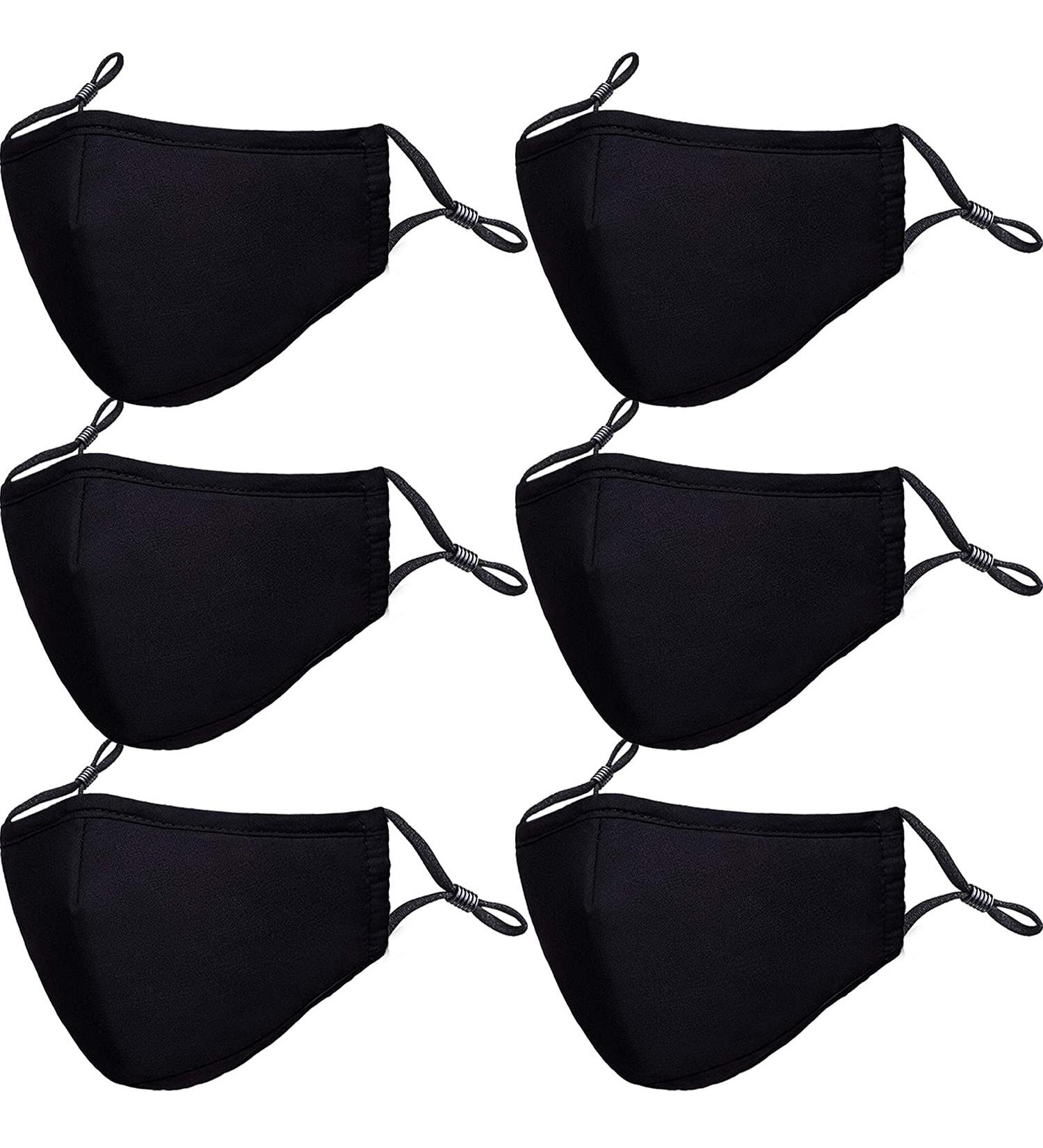 PAGE ONE Kids Reusable Cloth Face Masks Washable Adjustable Breathable Cotton Face Mask/6PC Black - Buy Online on GoSupps.com