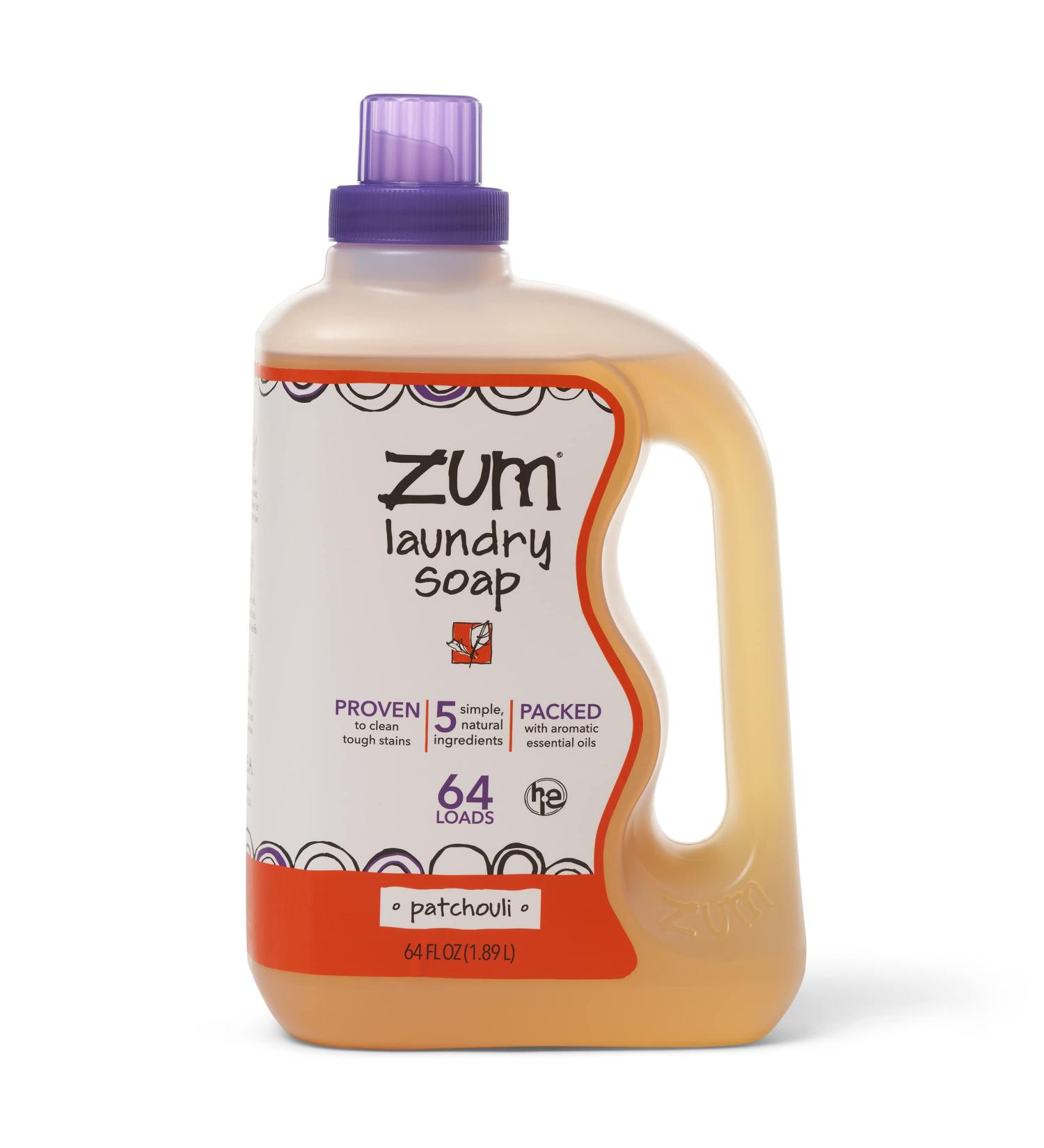 Zum Clean Laundry Soap - Patchouli Scent | 64 fl oz - Natural & Eco-Friendly - Buy Online on GoSupps.com