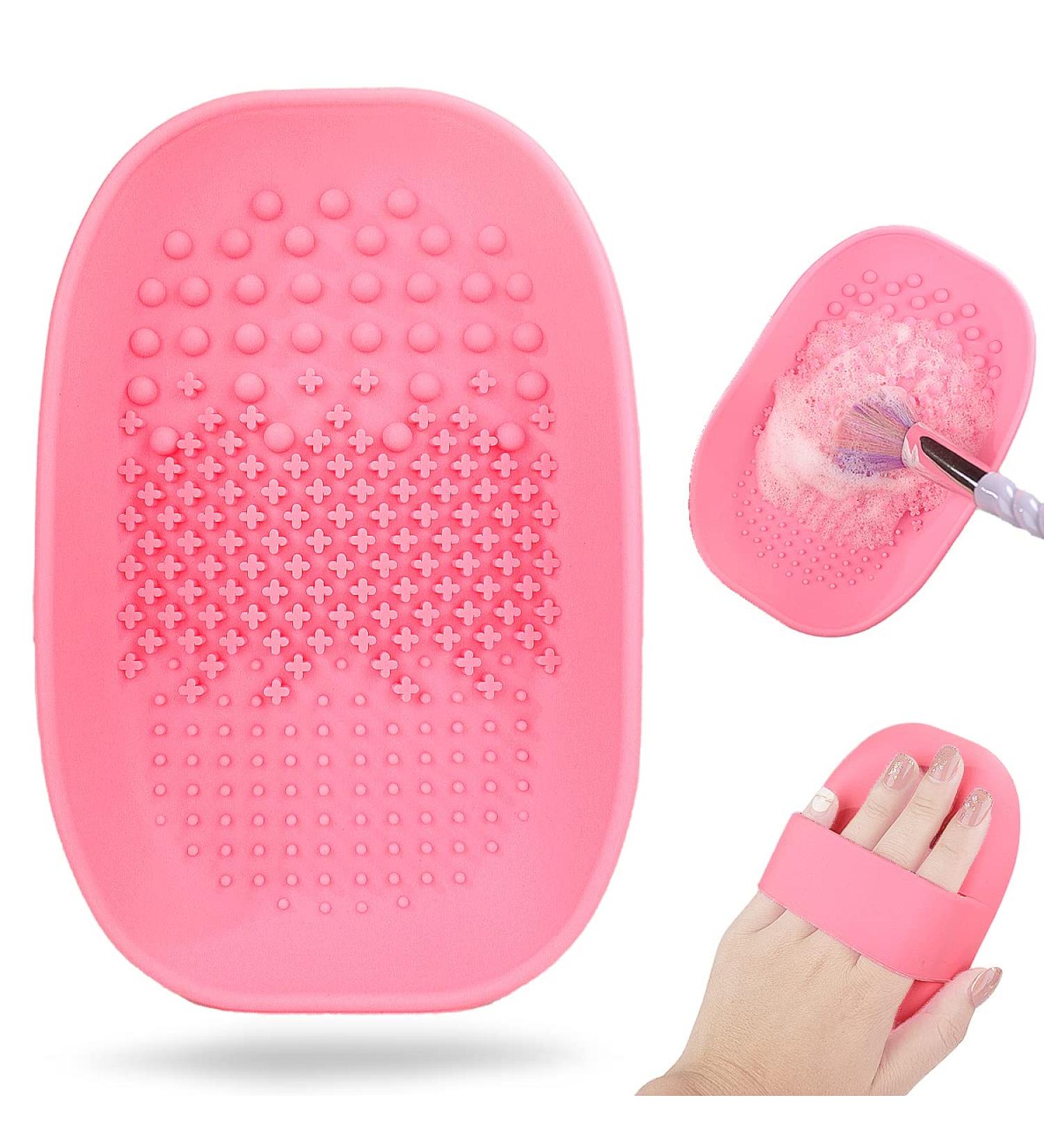 Silicon Makeup Brush Cleaning Mat - Portable Pink Makeup Brush Cleaner Pad - Buy Online on GoSupps.com