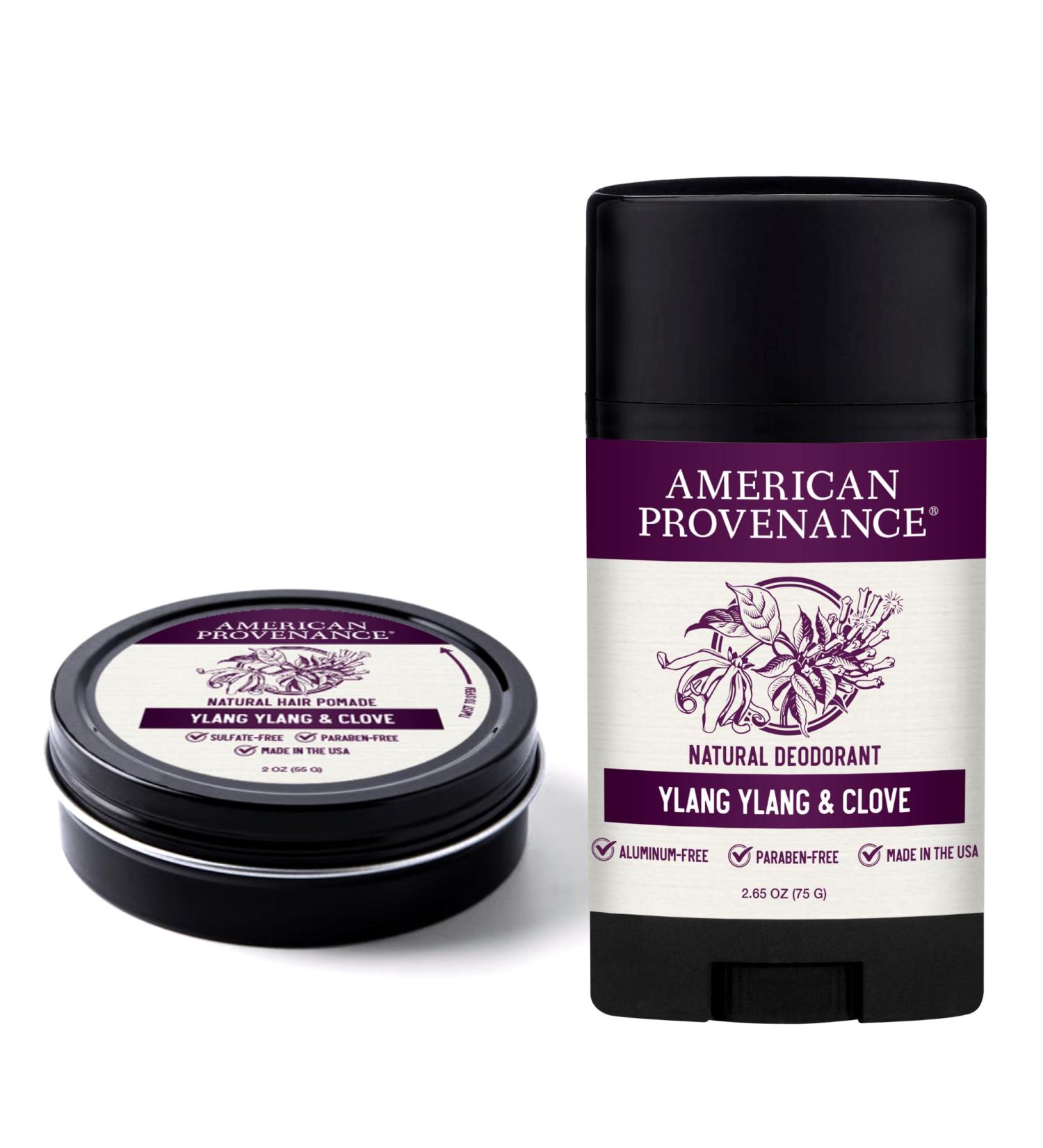 American Provenance Essential Grooming Bundle | Ylang Ylang & Clove Deodorant and Hair Pomade - Buy Online on GoSupps.com