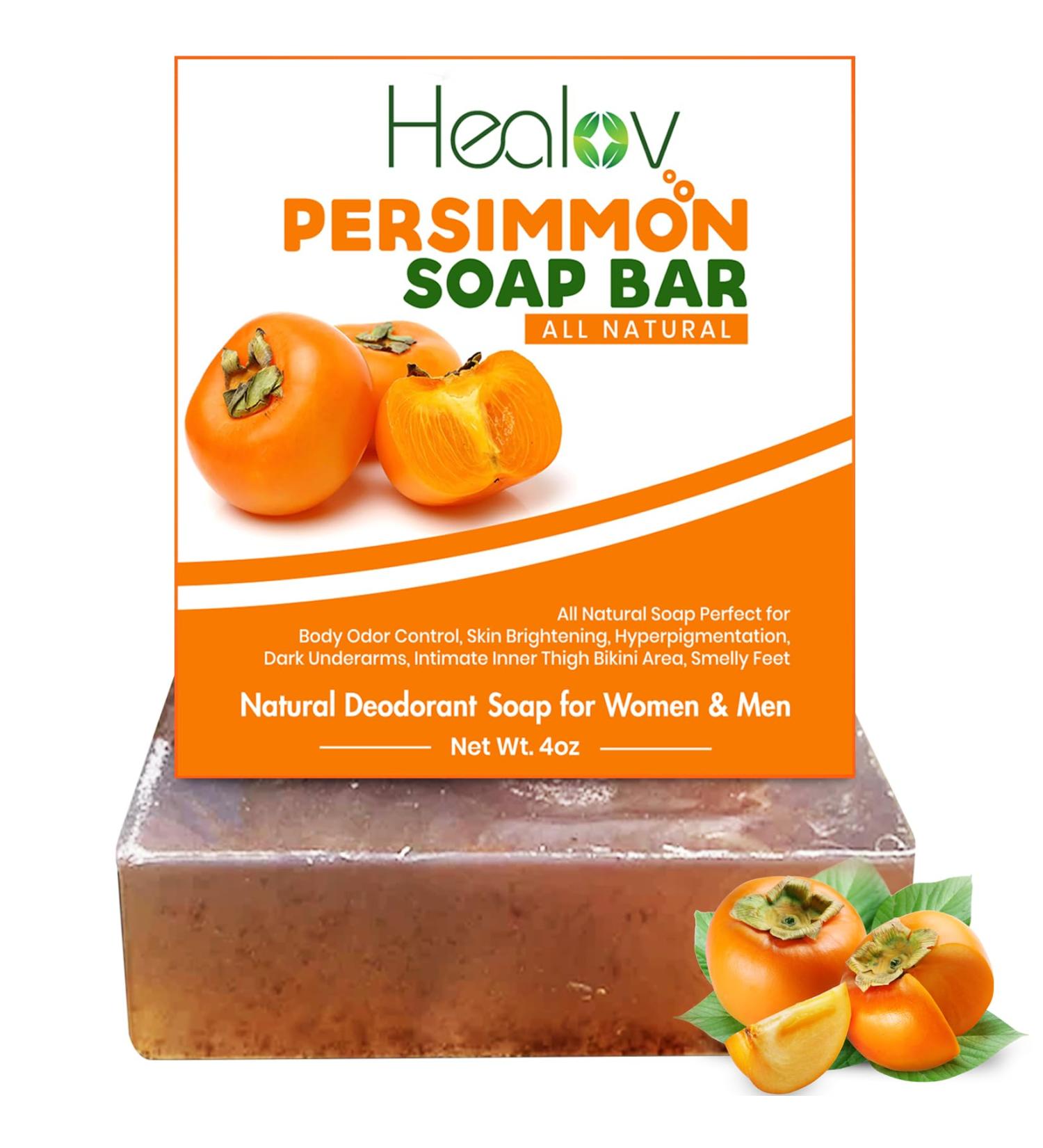 Persimmon Soap Bar Body Odor Control & Skin Brightening with Japanese Persimmon & Green Tea Extract Purifying Deodorizing Body Wash - Buy Online on GoSupps.com