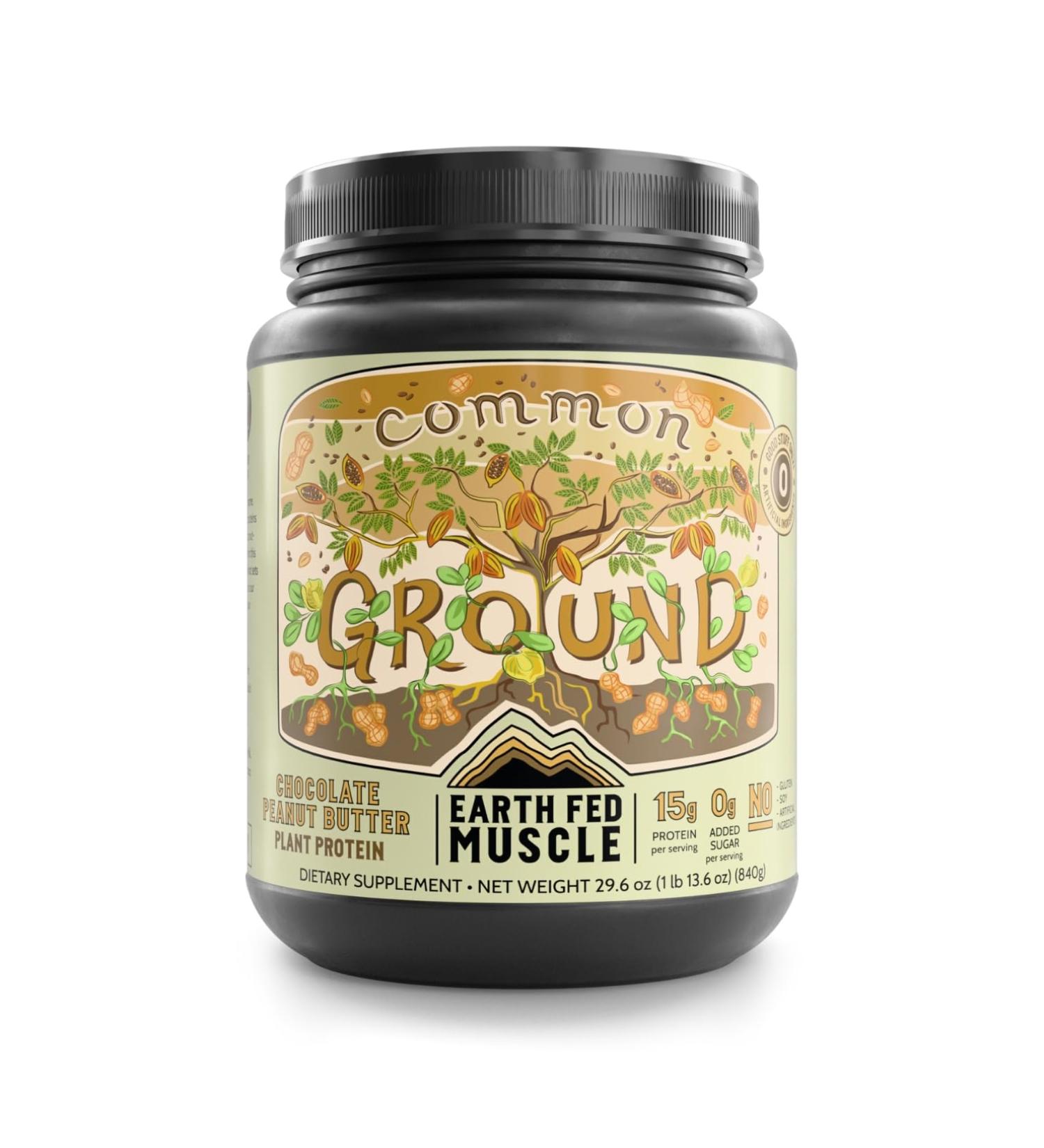 Earth Fed Muscle Common Ground Plant Protein Powder Chocolate Peanut Butter Protein Powder with MCT Oil Soy & Gluten Free No Added Sugar Keto - 30 Servings Chocolate Peanut Butter 1.74 Pound (Pack of 1) - Buy Online on GoSupps.com