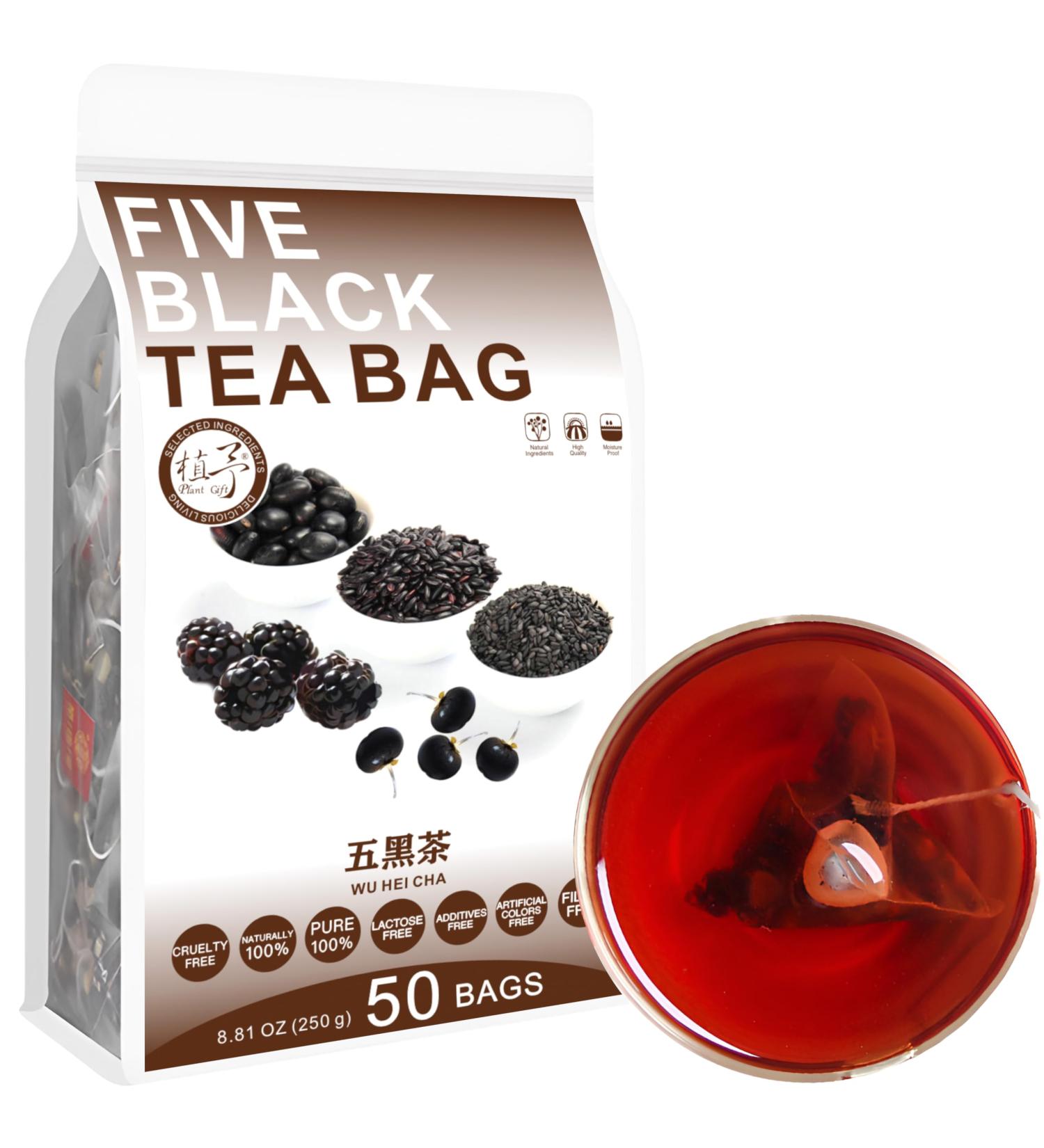 100% Pure Natural Herbal Tea Five Black Tea Bag 250g/8.81oz (5g*50bags) s same noir soja noir Goji noir m rier riz noir sans caf ine sans additifs sans OGM - Buy Online on GoSupps.com