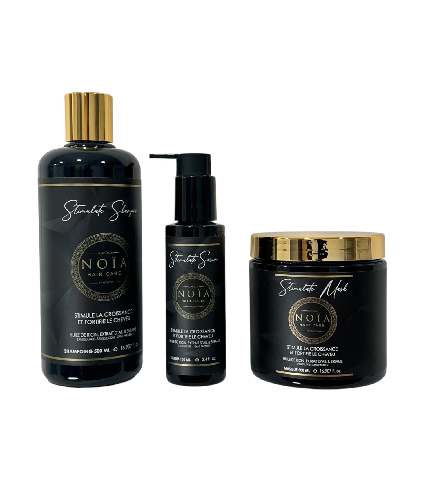 Prestige Hair Box STIMULATE RANGE - Trio Shampoo + Mask + Serum + Free blow-dry hair brush - CASTOR OIL - NO A HAIR - Buy Online on GoSupps.com