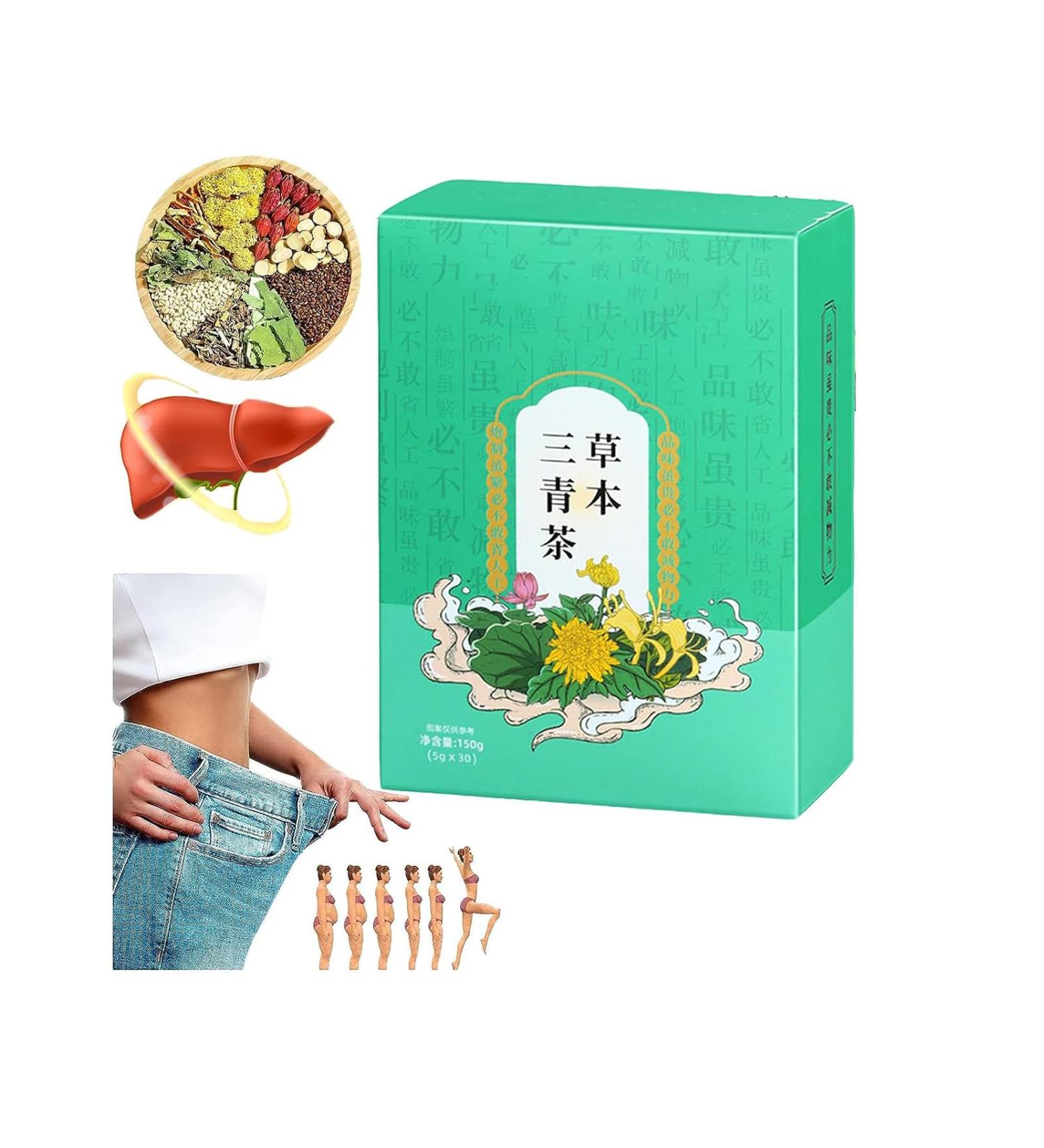 Herbal Three Cleansing Tea Herbal Three Green Tea Liver Support Tea Chinese Everyday Herbal Nourishing Liver Tea (1BOX) - Buy Online on GoSupps.com