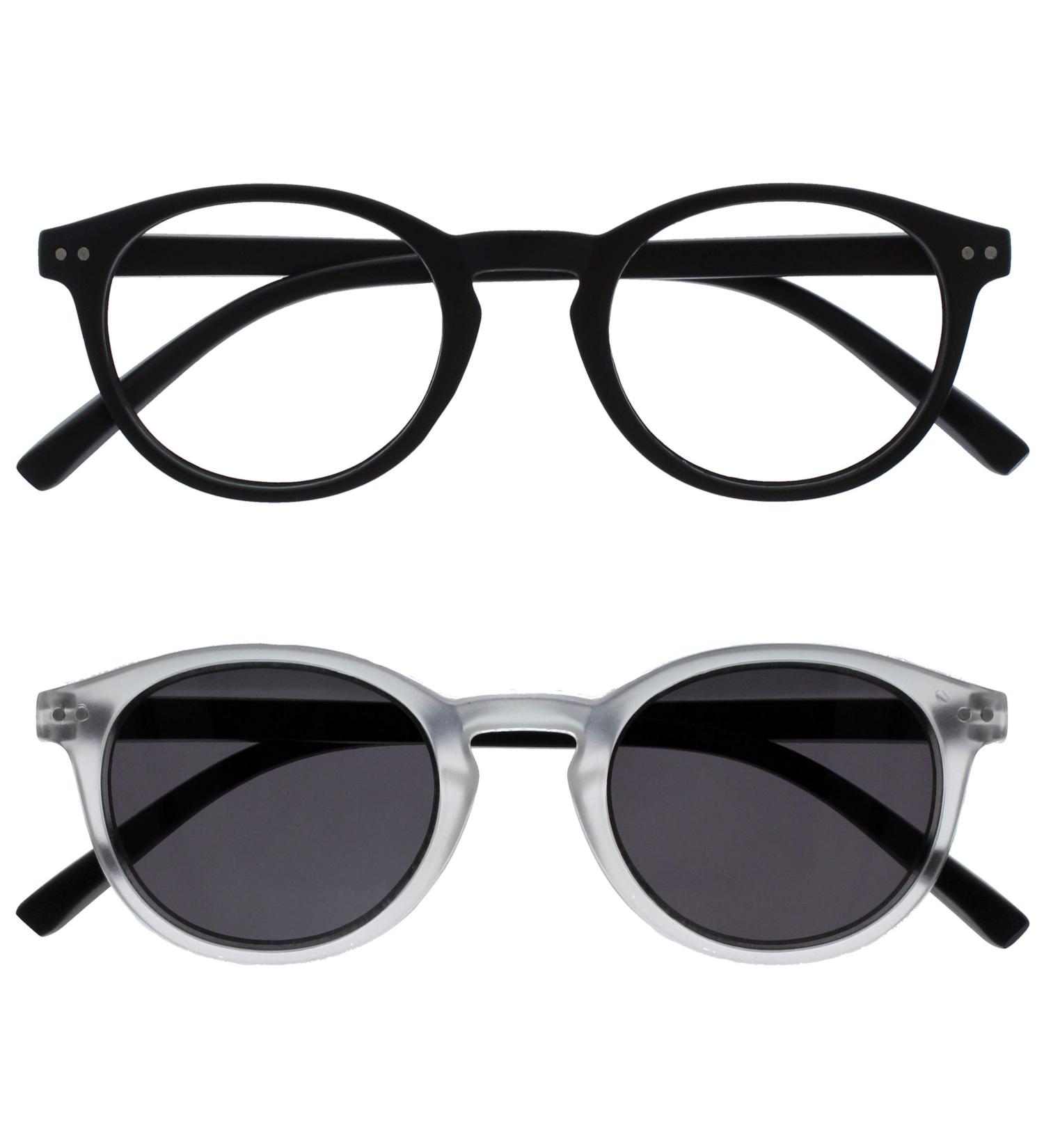 Opulize Zen 2 Pack Reading Glasses +2.00 Diopters with Sun Readers - Stylish Black Crystal for Men & Women - Buy Online on GoSupps.com