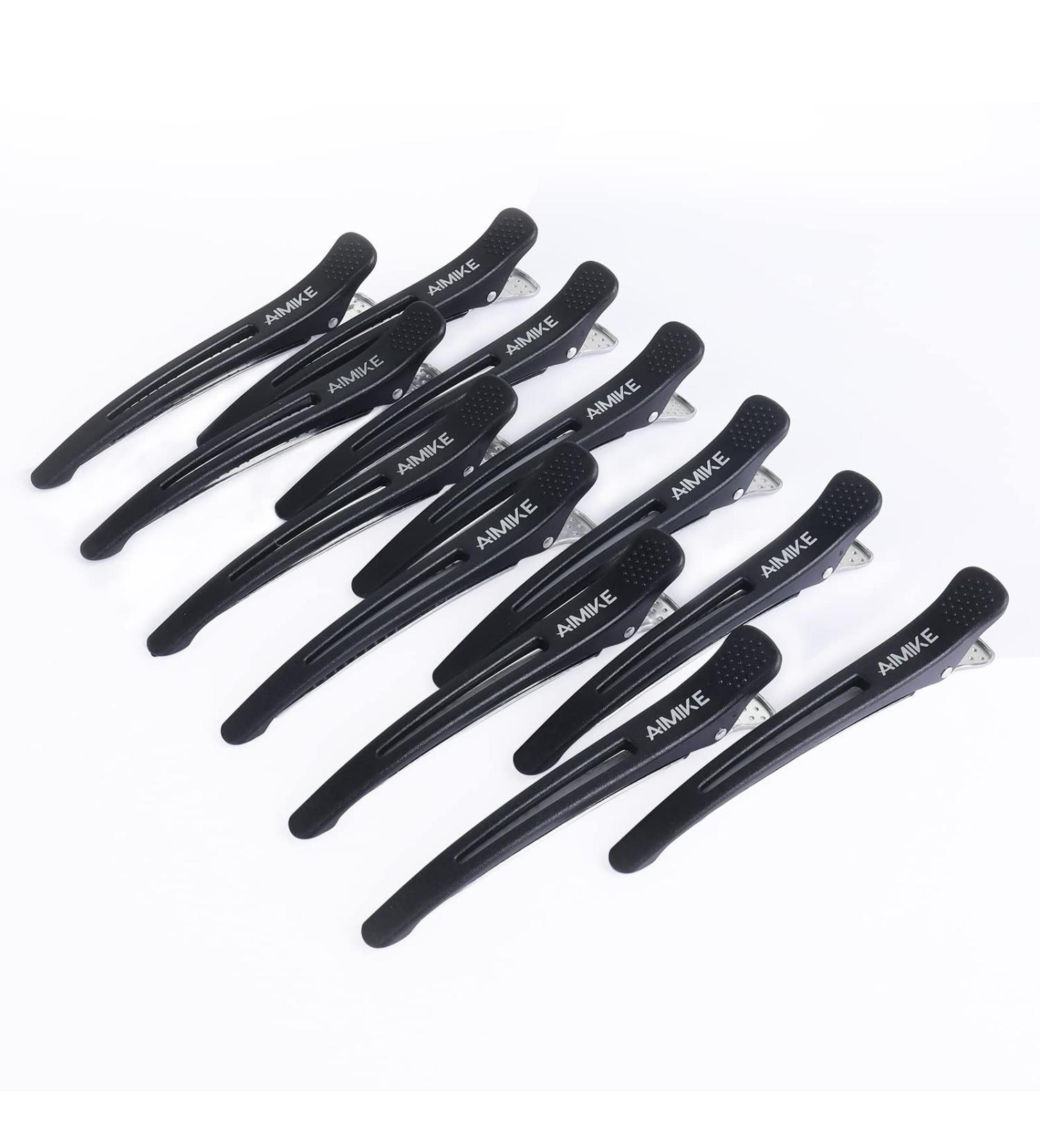 Aimike 12pcs Professional Non-Slip Hair Styling Clips - Black 10.9cm - Salon and Home Hair Cutting Clips for Women and Men - Buy Online on GoSupps.com