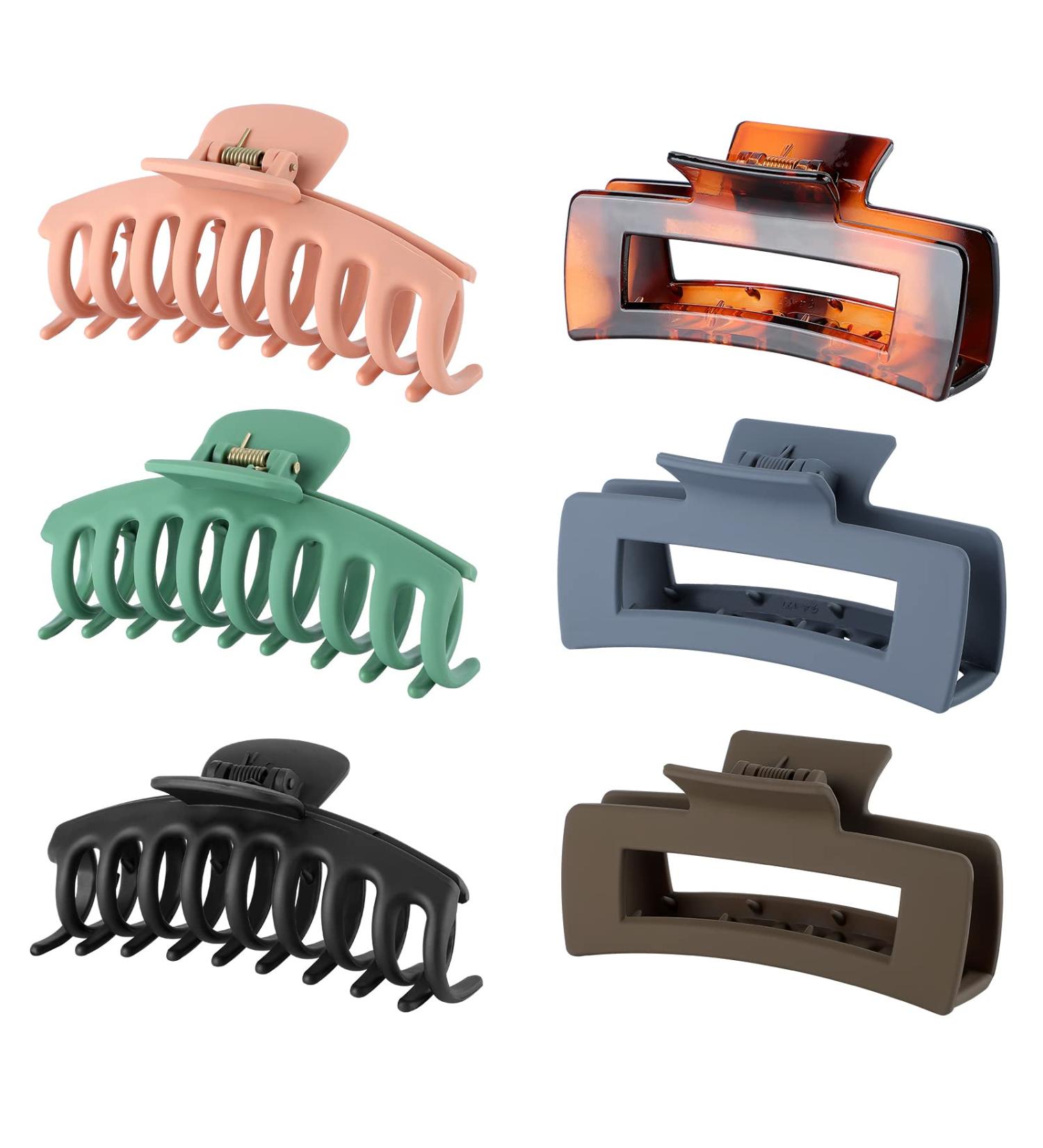 iBuneerly Hair Claw Clips - 6 Colors, Strong Hold for Thick Hair, Non-slip Design, 3 Square Matte & 3 Banana Clamps - 6 Pack for Women - Buy Online on GoSupps.com