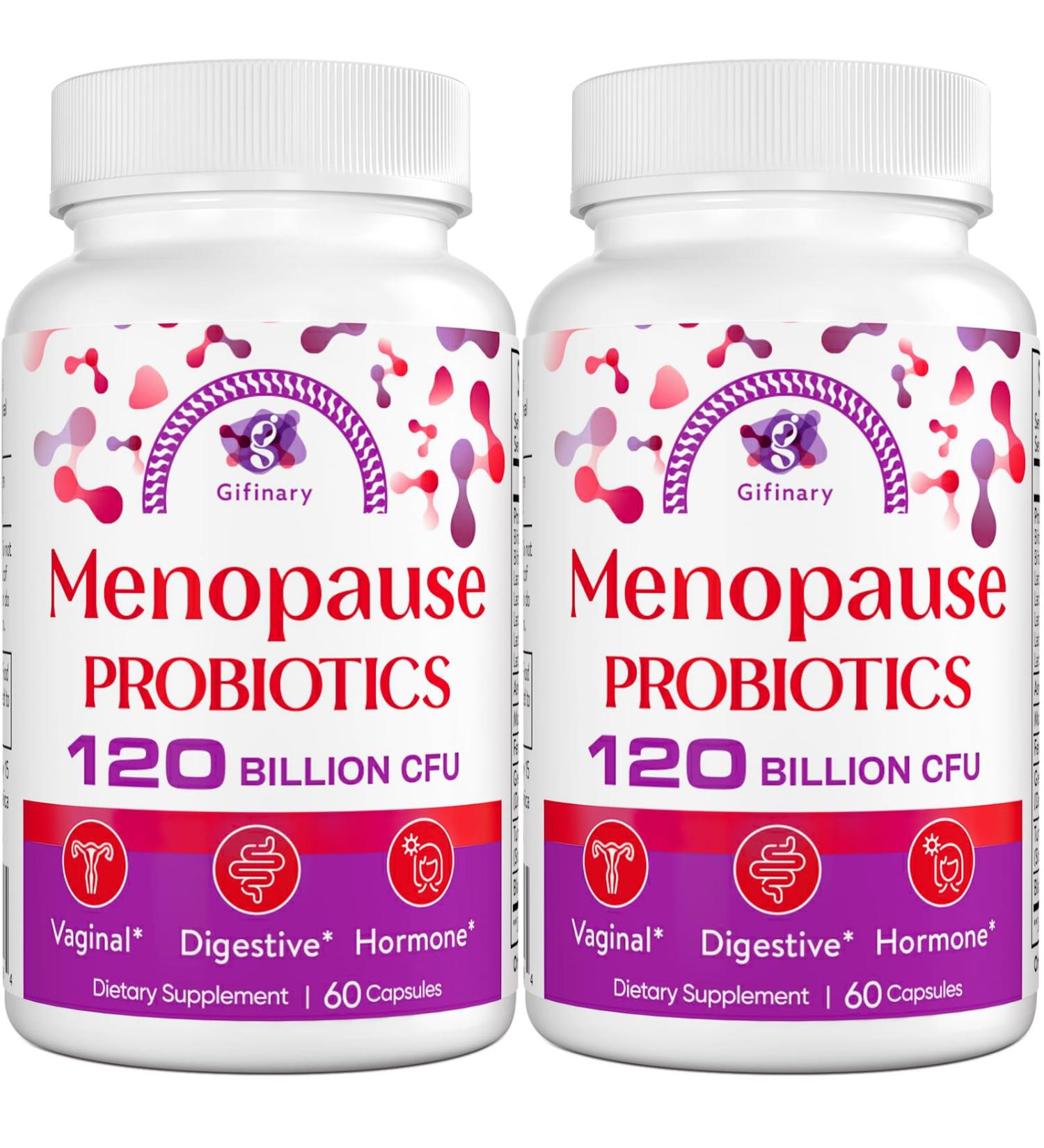 All-Natural Menopause Probiotic Supplements for Women - 120 Billion CFU for Hot Flashes Night Sweats & Mood Swings - 120 Herbal Capsules (Pack of 2 - Buy Online on GoSupps.com