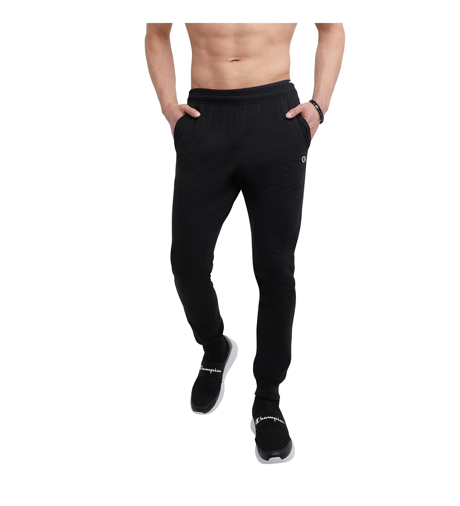 Champion Men's Everyday Cotton Joggers 31 Inseam - Black Cotton Knit Jog Pants with C Logo - Buy Online on GoSupps.com