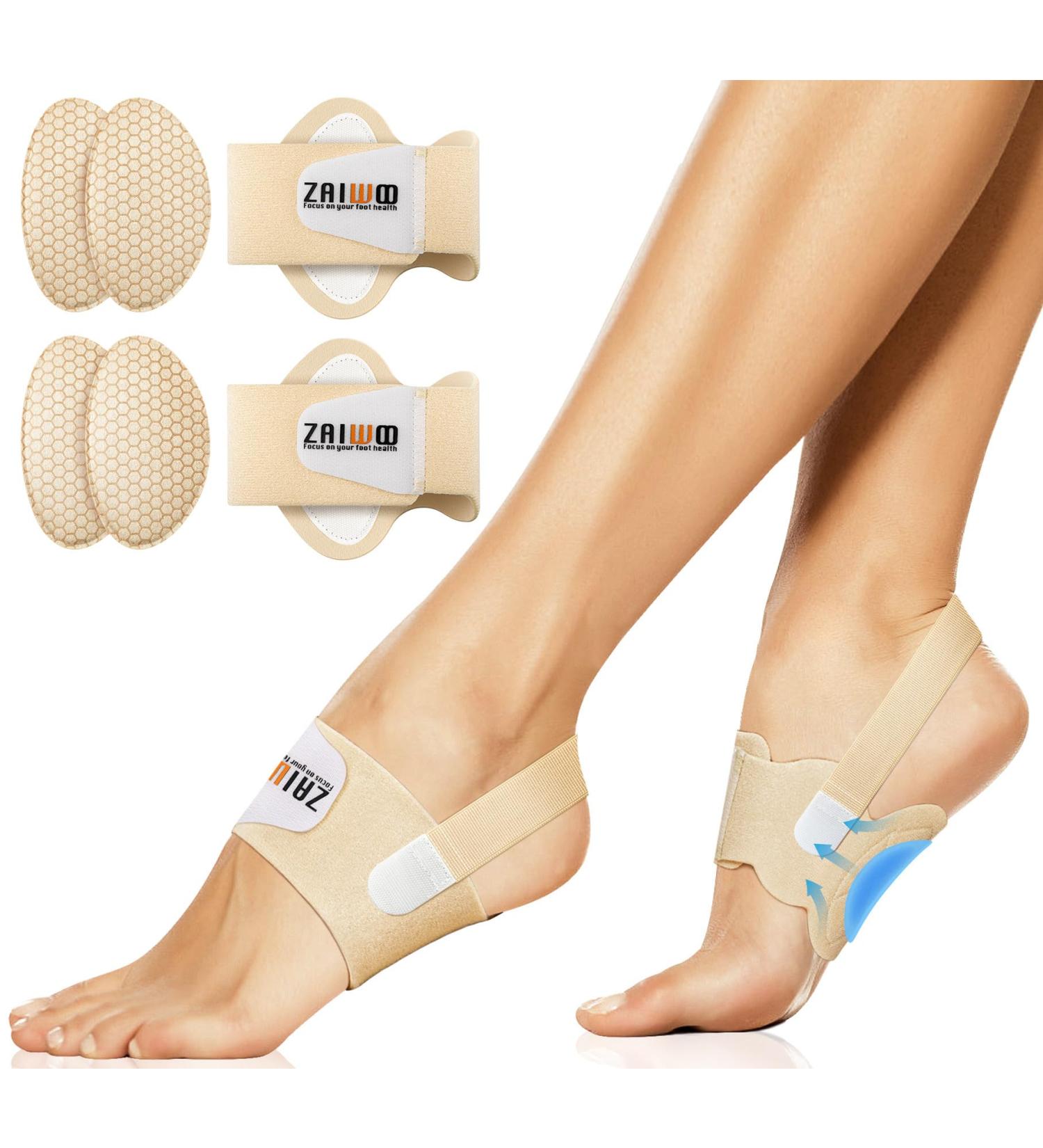 Arch Support Strap for Plantar Fasciitis Relief | Non-Slip Wearable Design | 2 Pairs of Adjustable Arch Pads for Flat Feet & High Arches - Beige - Buy Online on GoSupps.com