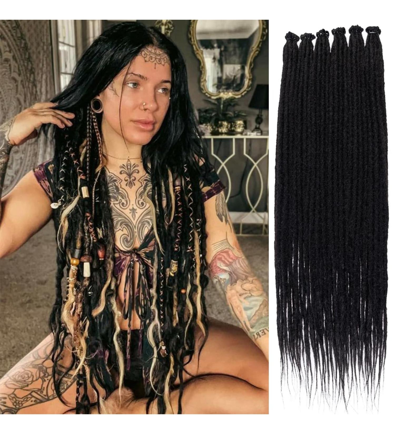 Leeven 36 Black Dreadlock Extensions - Soft Reggae Braid Locs, Handmade Crochet Locs - 20 Strands, 0.6 Width, Hippie Dreads - Synthetic Single Ended Extensions in Black/1B#, 36 Inch - Buy Online on GoSupps.com