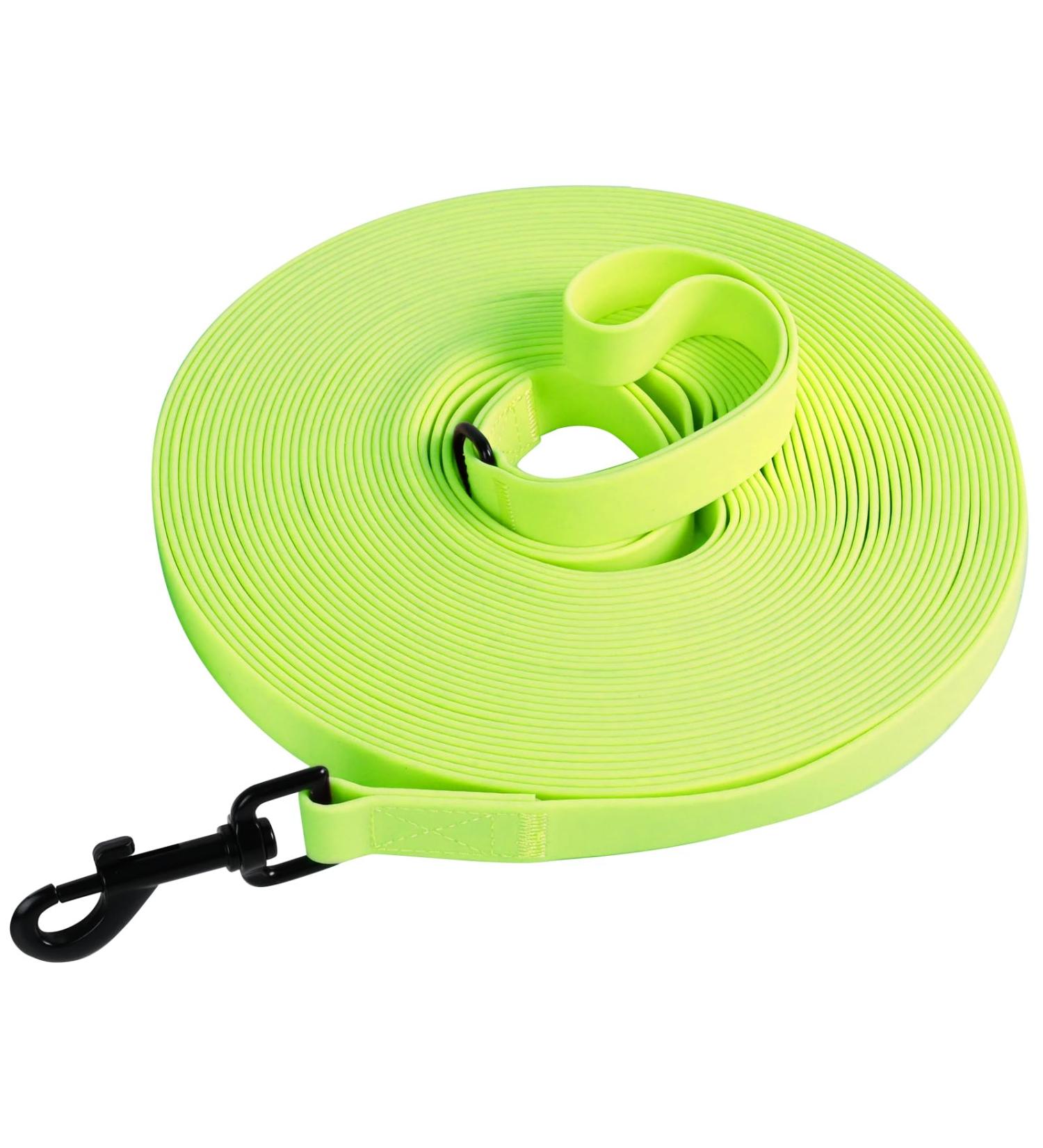 Tag Trag Leash for Dogs - Waterproof 5m Neon Yellow Drag Line with Handle & D-Ring | Ideal for Small to Medium Dogs - Easy to Clean Training Line - Buy Online on GoSupps.com