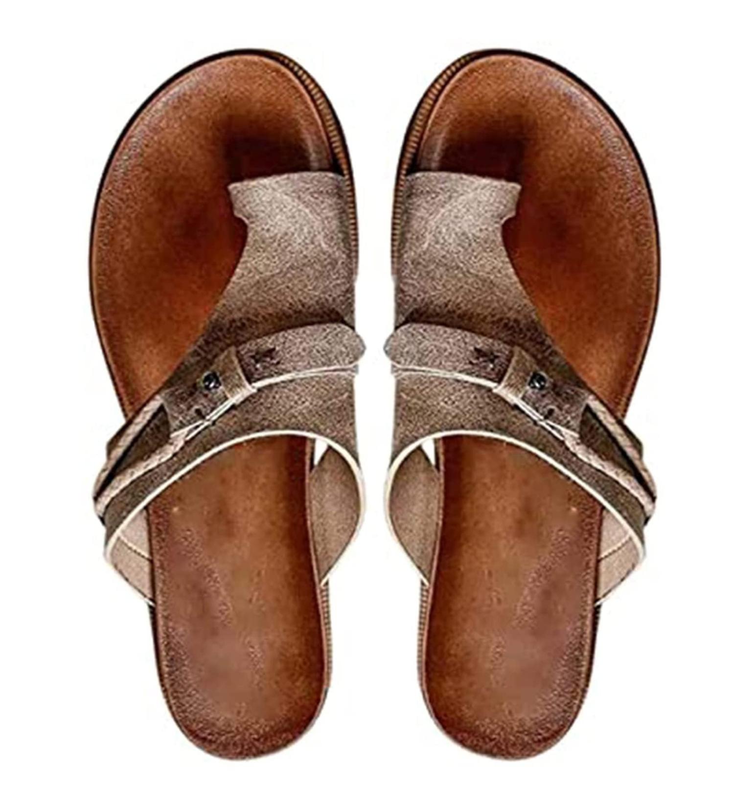 Orthopedic Bunion Sandals for Women - Comfy Summer Flip Flops with Arch Support | US Size 8 - Grey - Buy Online on GoSupps.com