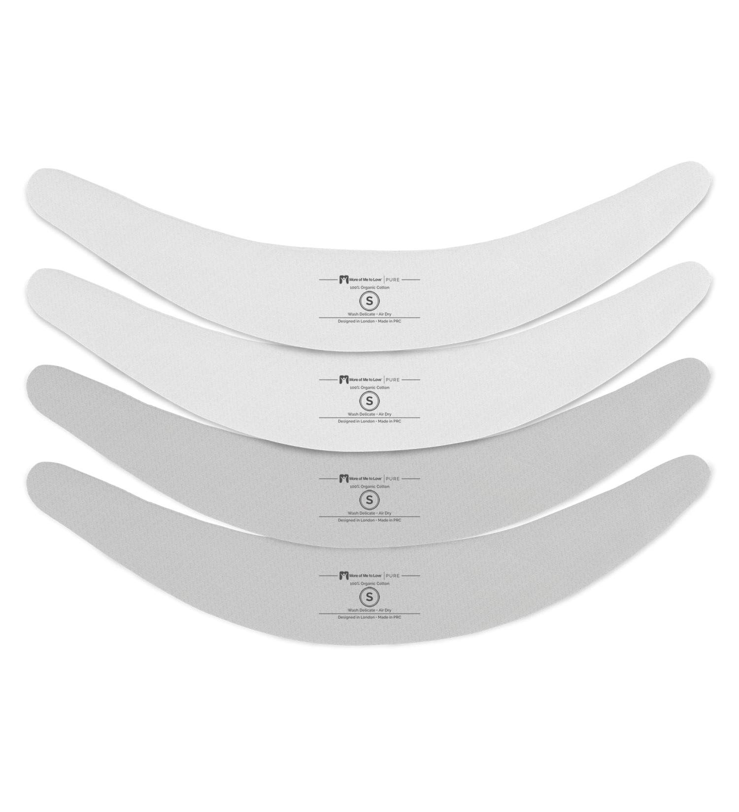 More of Me to Love Organic Cotton Tummy Liner 4-Pack (2 x Pearl White and 2 x Stone Gray) (Small)