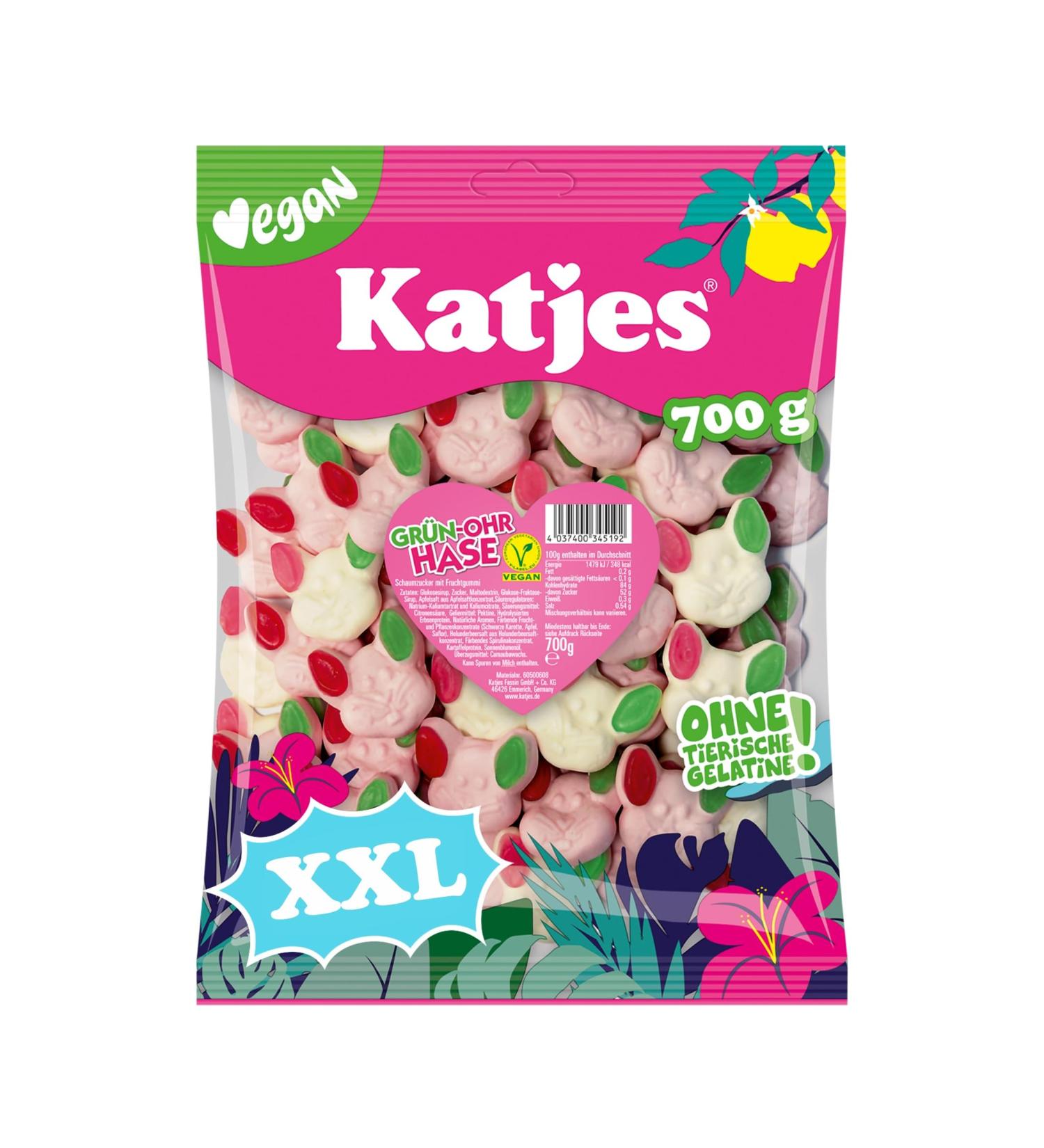 Buy Katjes Gr n-Ehr Hase Large Pack - Vegan Foam Sugar & Fruit Gum Bunny - 700g Fruity Mix - International Shipping - Buy Online on GoSupps.com