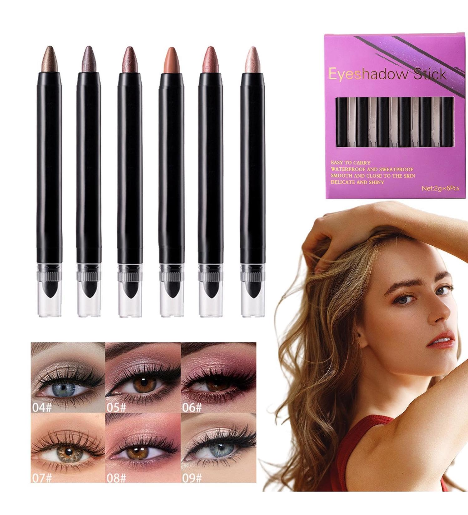  Fravsiu Shimmer Eyeshadow Stick Brightener Eye Shadow Eyeshadow Sticks Set of 6 Smudge-proof Eyeshadow Stick Eye Brightener Pencil Shimmer Eye Makeup Waterproof Eyeshadow Sticks for Women - Buy Online on GoSupps.com