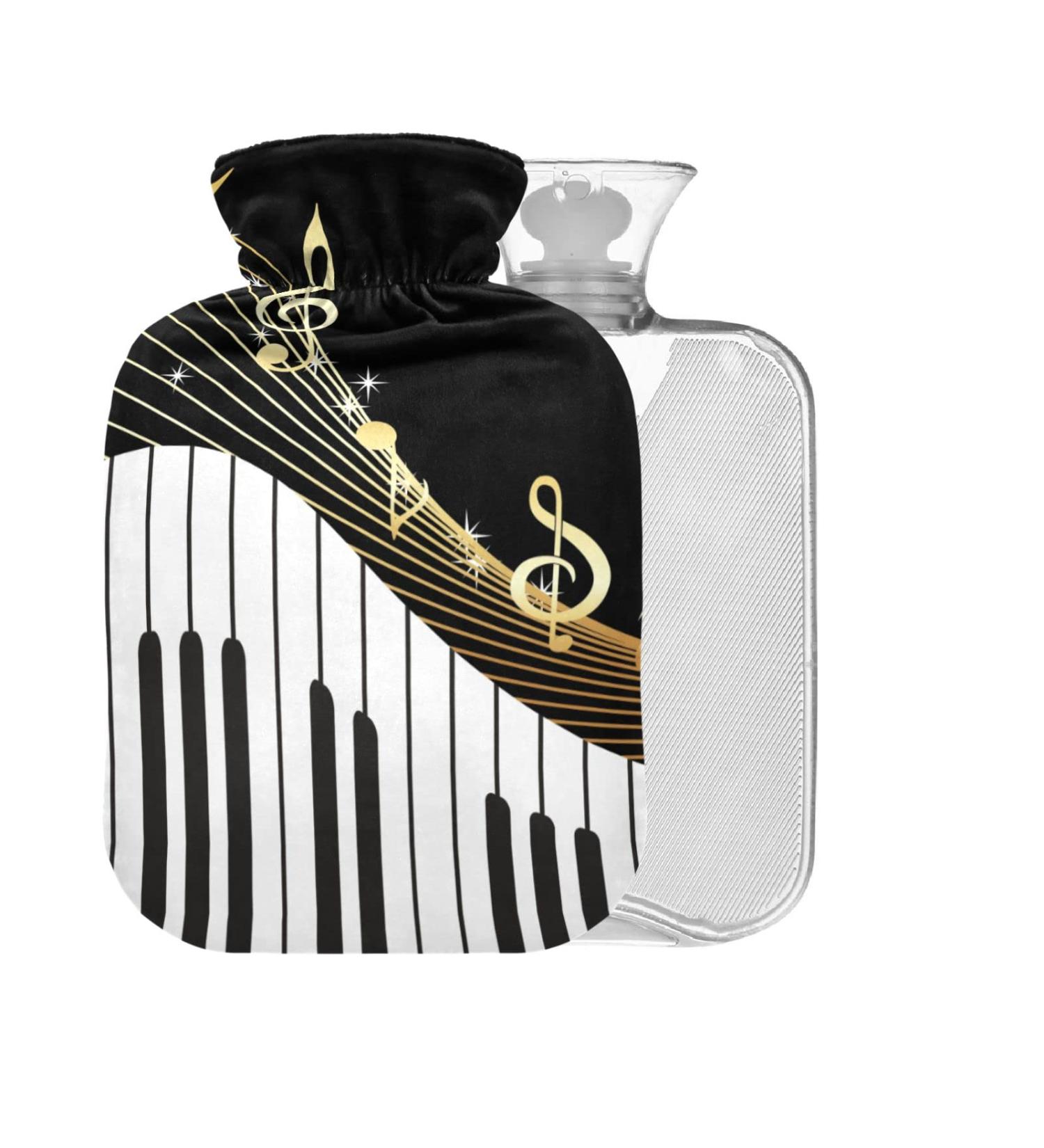 Hot Water Bottle with Musical Instruments Cover - 1L Pain Relief for Bed Hands & Feet - BAP-Free - Buy Online on GoSupps.com
