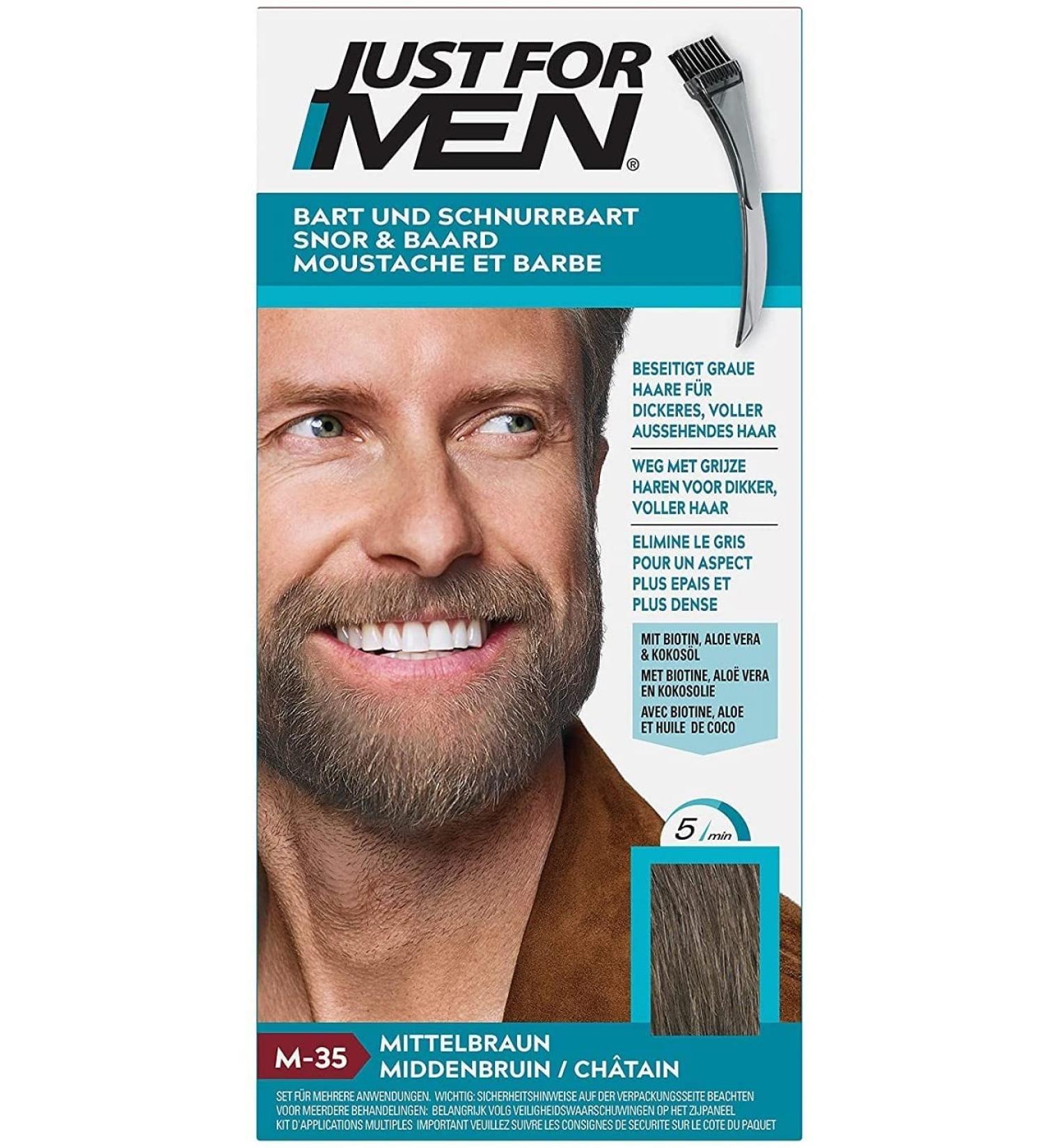 Just for Men Moustache and Beard Medium Brown Colour Eliminates Grey for a Thicker and Fuller Look M35 M35 - medium brown - Buy Online on GoSupps.com