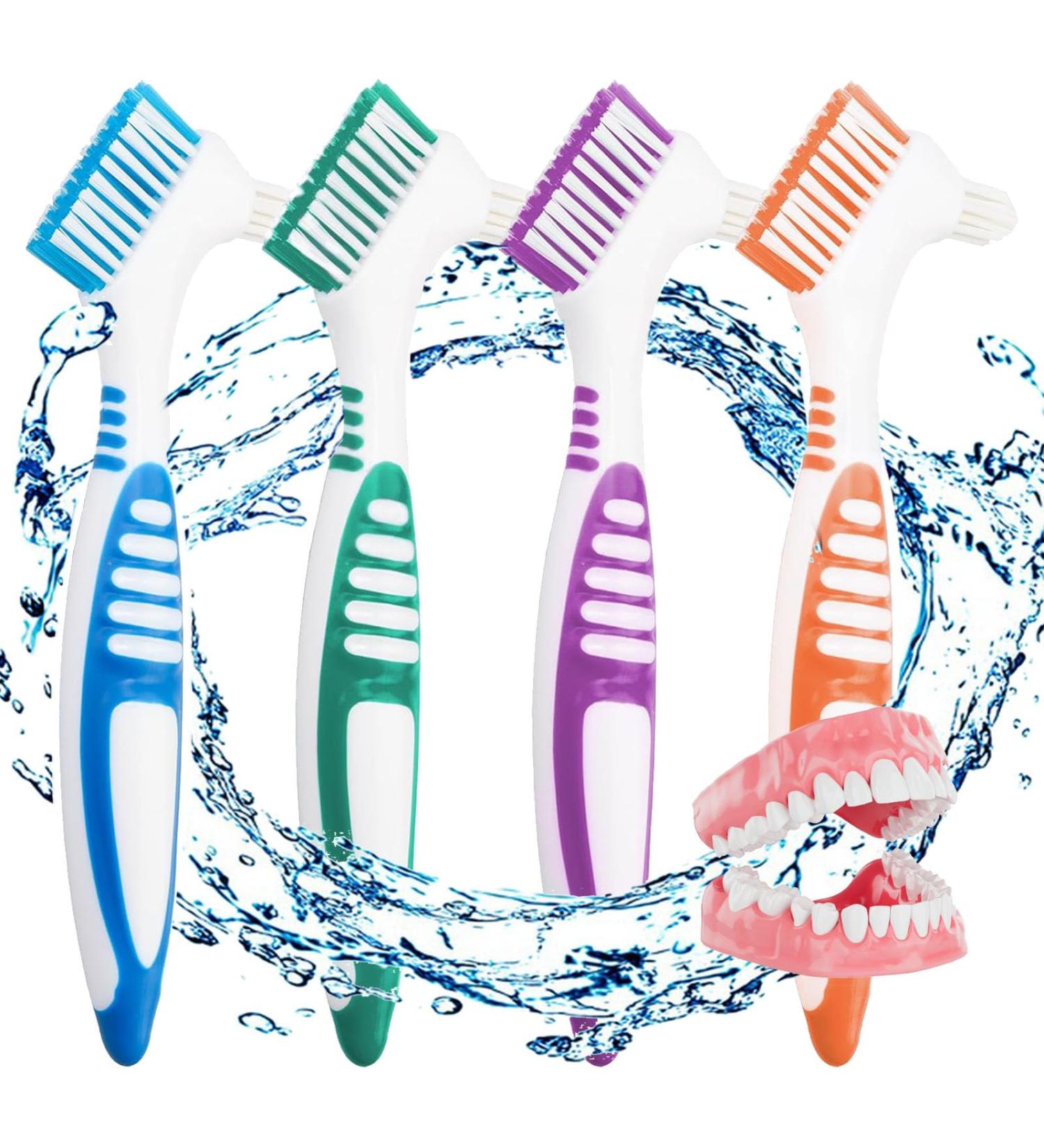 4-Piece Toothbrush Set for Prostheses Care | Soft Bristles Double-Headed Brushes for Cleaning Artificial Teeth - Buy Online on GoSupps.com