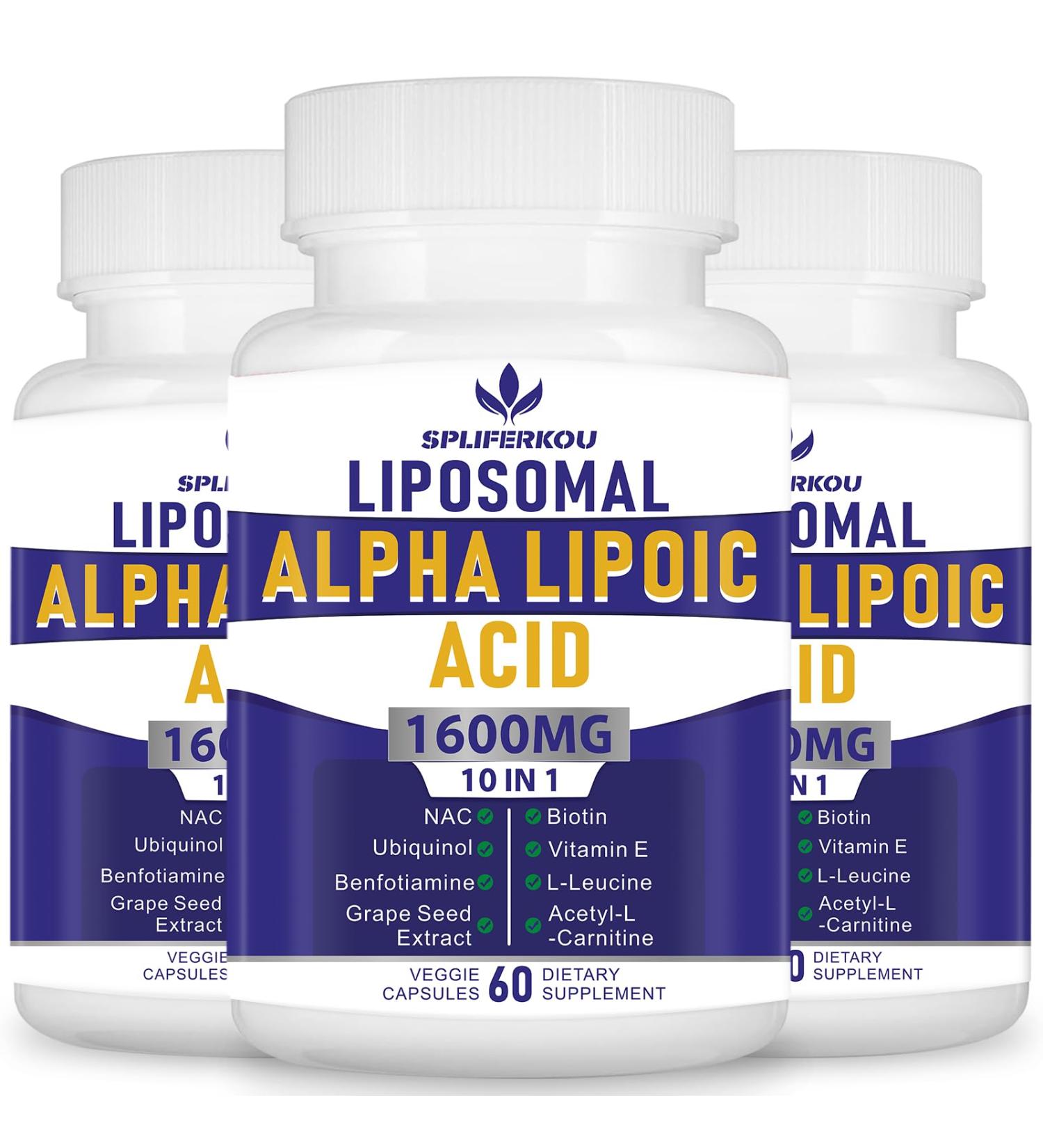 Liposomal Alpha Lipoic Acid 1600mg - Antioxidant Health Supplement for Energy & Metabolism | Gluten Free & Non-GMO - 180 Capsules - Buy Online on GoSupps.com