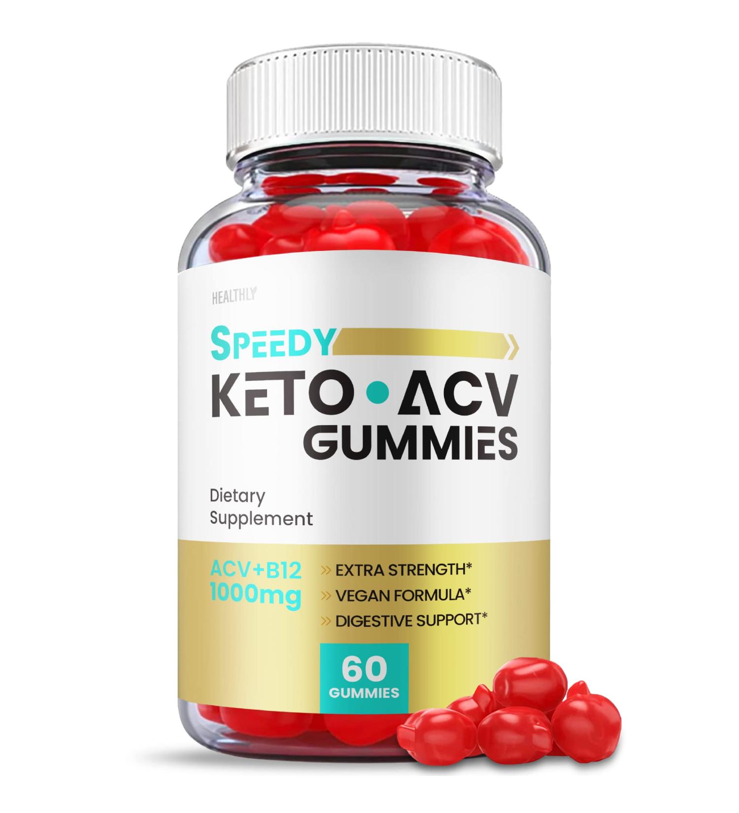 Speedy Keto ACV Gummies - Advanced Formula for Weight Loss - Vegan 1000mg with Apple Cider Vinegar and Vitamin B12 - 60 Gummies - Buy Online on GoSupps.com