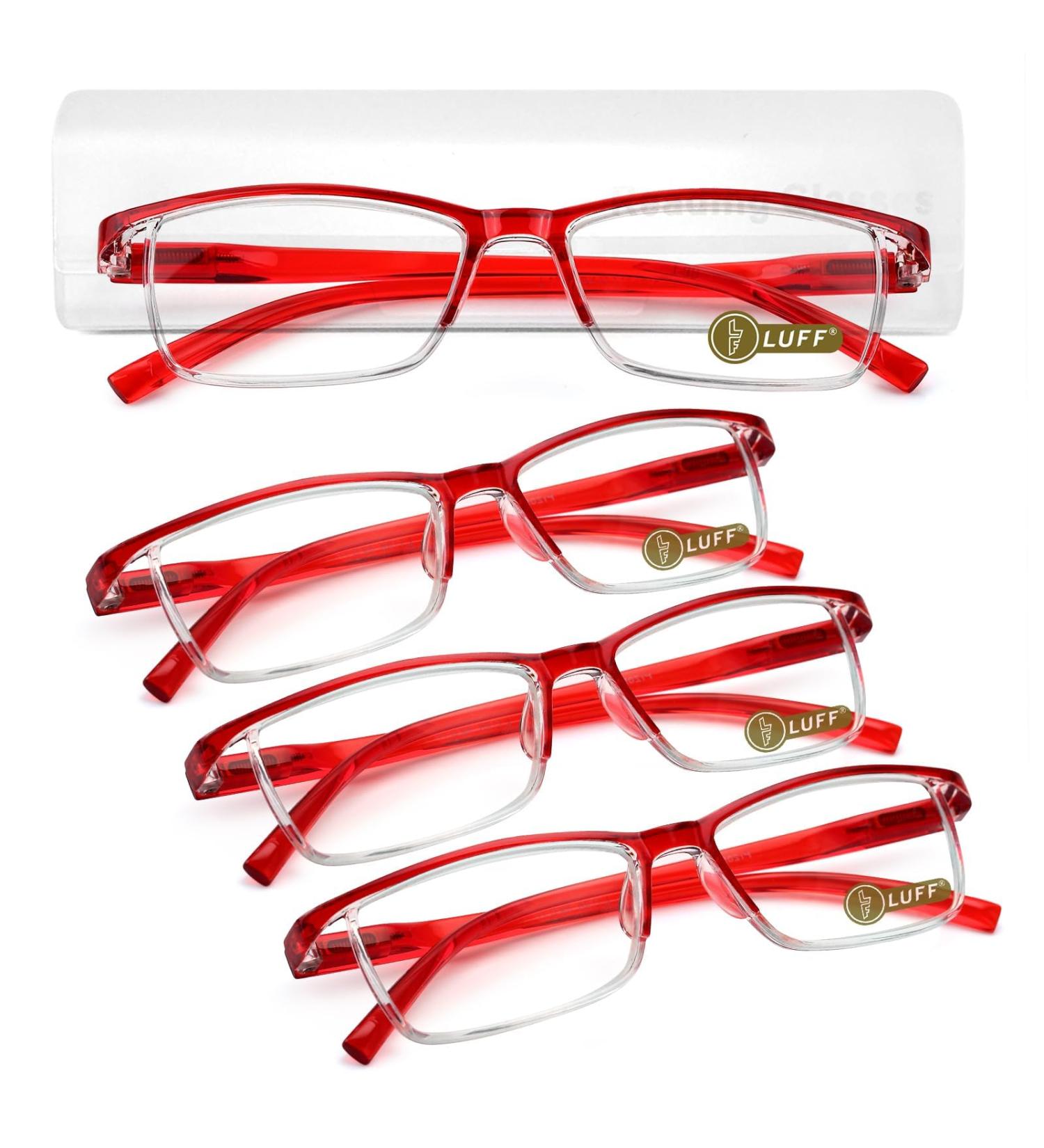 Buy LUFF 4Pcs Anti-Blue-Ray Reading Glasses - Portable Ultralight Readers 0.0X (Red) | Shop Internationally - Buy Online on GoSupps.com